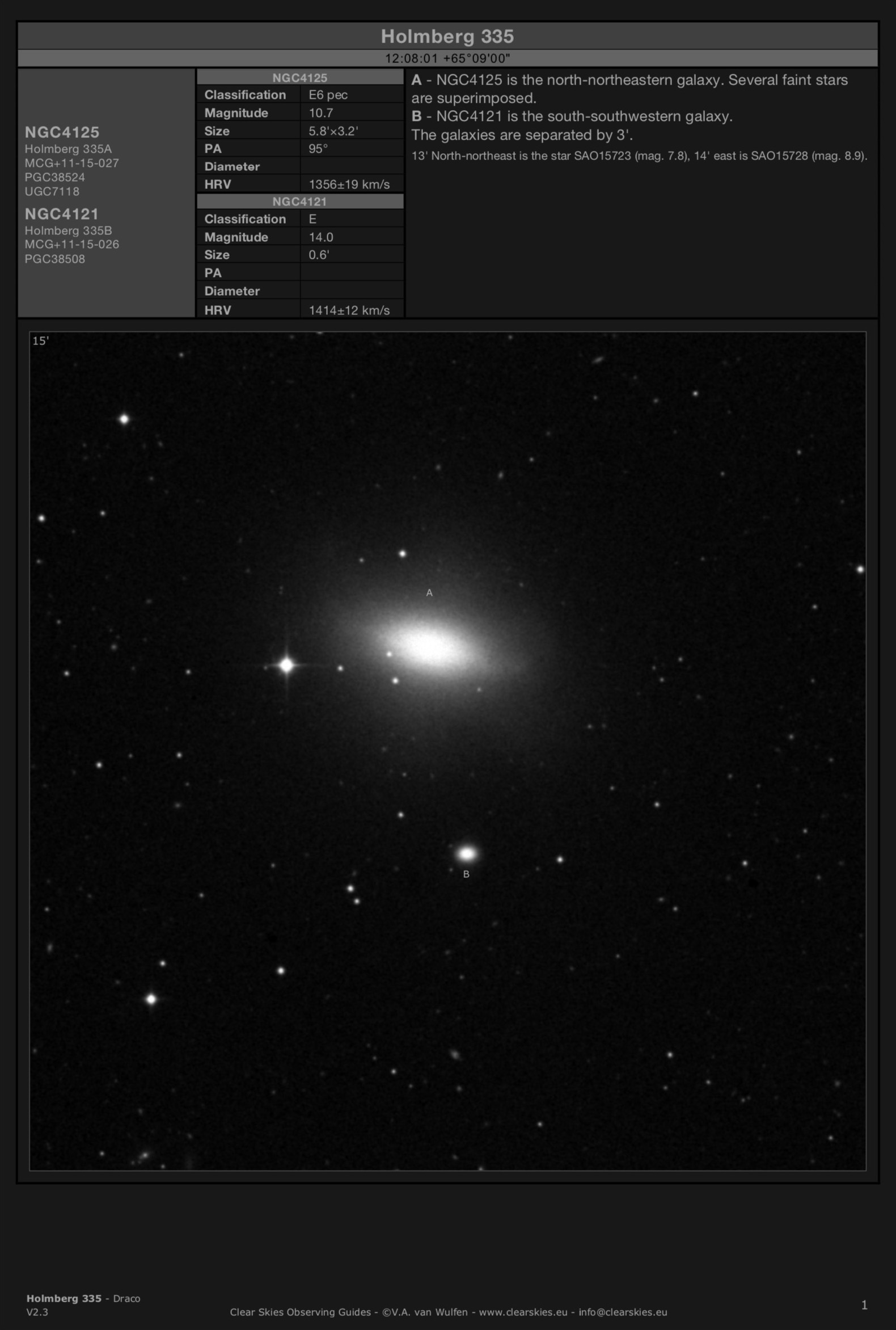 Galaxy pair Holmberg 335 (NGC4125 & NGC4121) in Draco Galaxy pair Holmberg 335 (NGC4125 & NGC4121) in Draco