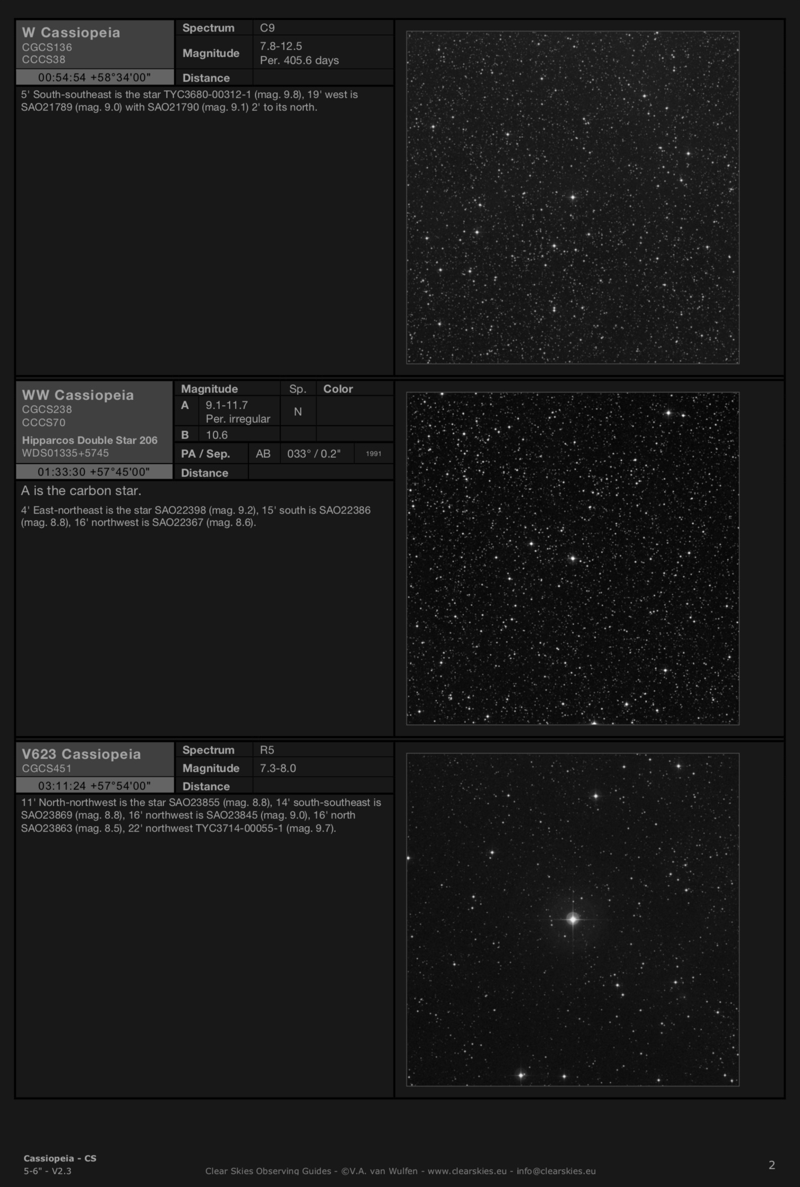 Carbon stars W Cassiopeia, WW Cassiopeia & V623 Cassopeia in Cassiopeia Carbon stars W Cassiopeia, WW Cassiopeia & V623 Cassopeia in Cassiopeia