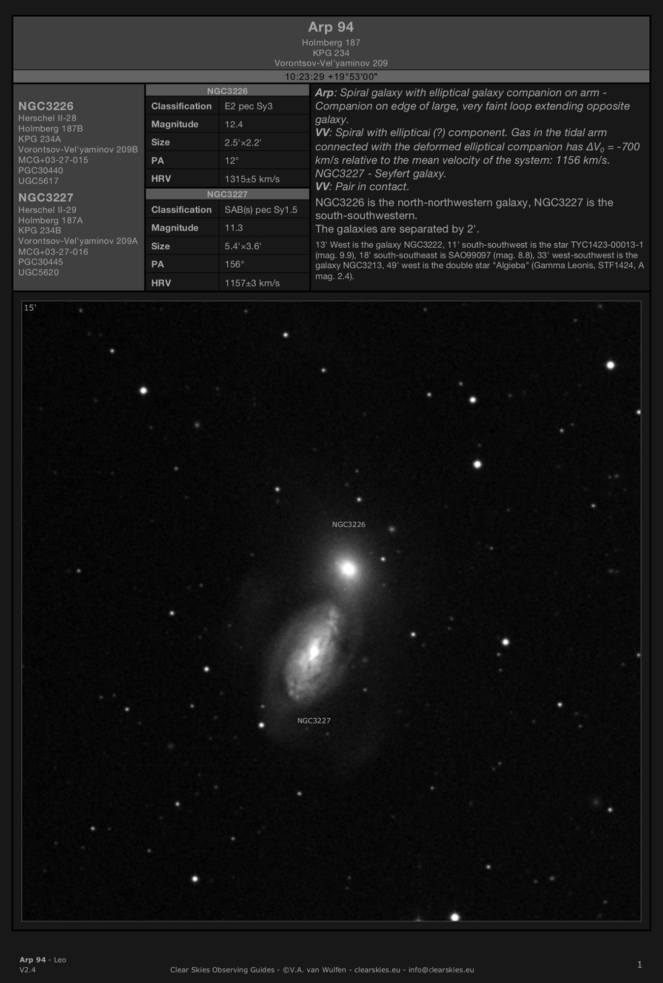 Galaxy pair Arp 94 (NGC3226 & NGC3227) in Leo Galaxy pair Arp 94 (NGC3226 & NGC3227) in Leo