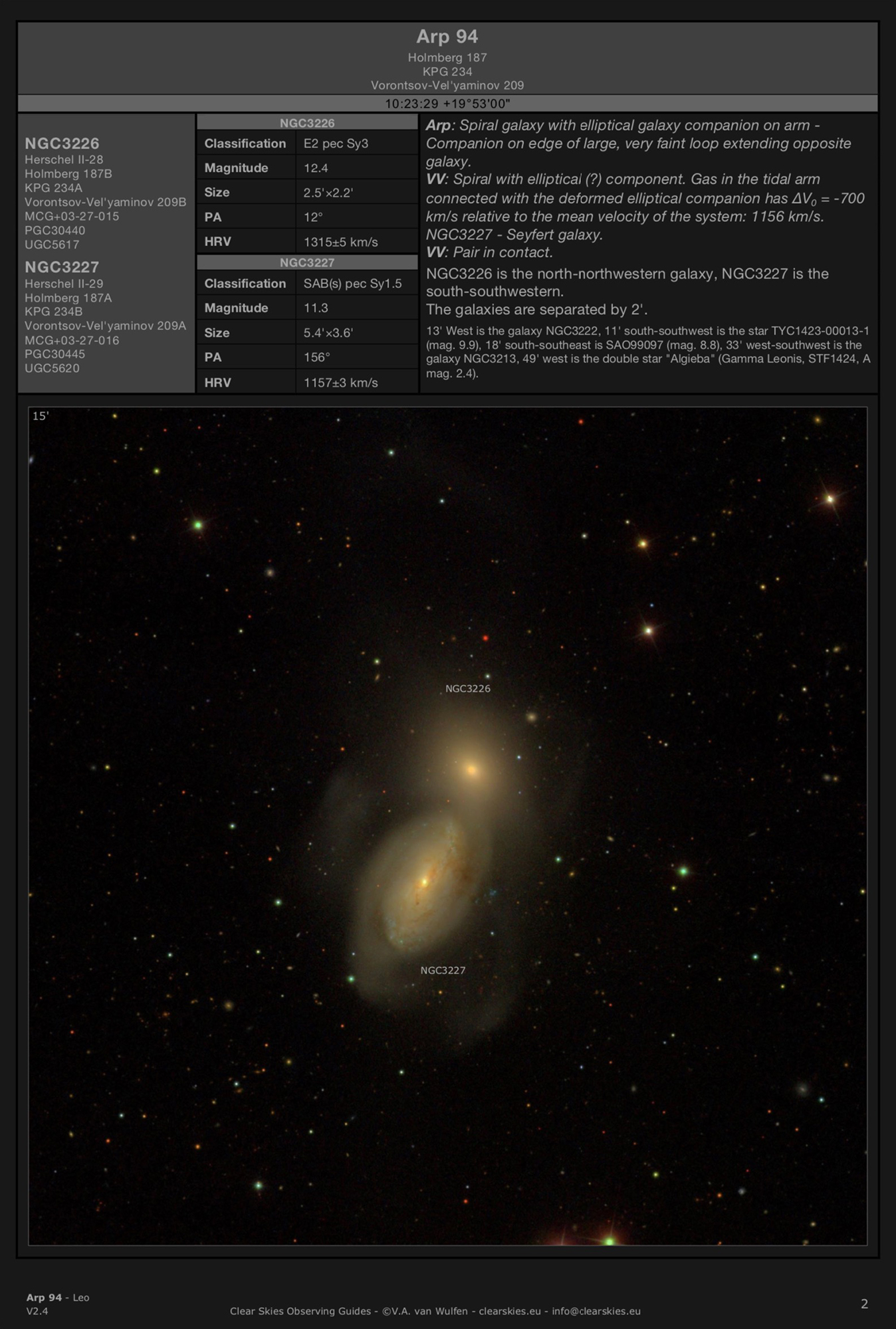 Galaxy pair Arp 94 (NGC3226 & NGC3227) in Leo Galaxy pair Arp 94 (NGC3226 & NGC3227) in Leo