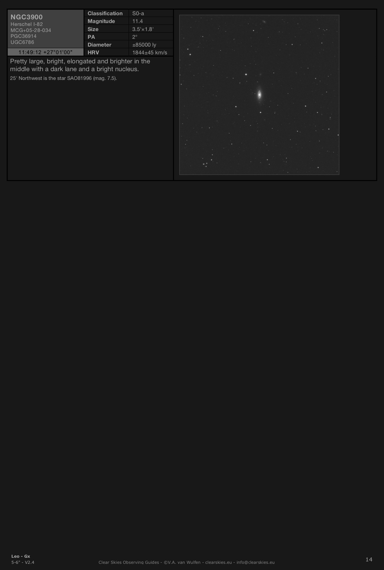 Galaxy NGC3900 in Leo Galaxy NGC3900 in Leo