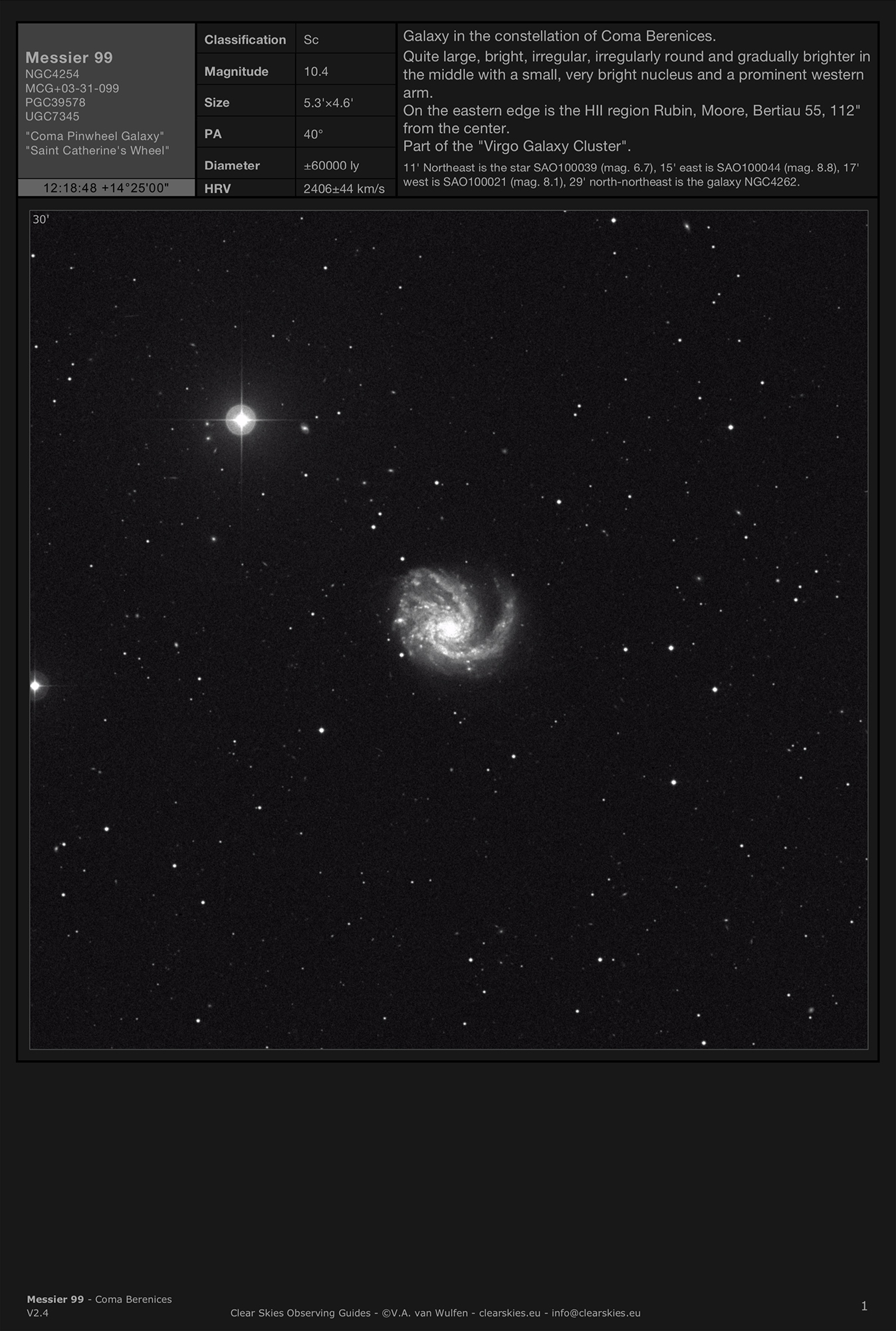 Galaxy Messier 99 (NGC4254) - "Coma Pinwheel Galaxy" in Coma Berenices Galaxy Messier 99 (NGC4254) - "Coma Pinwheel Galaxy" in Coma Berenices