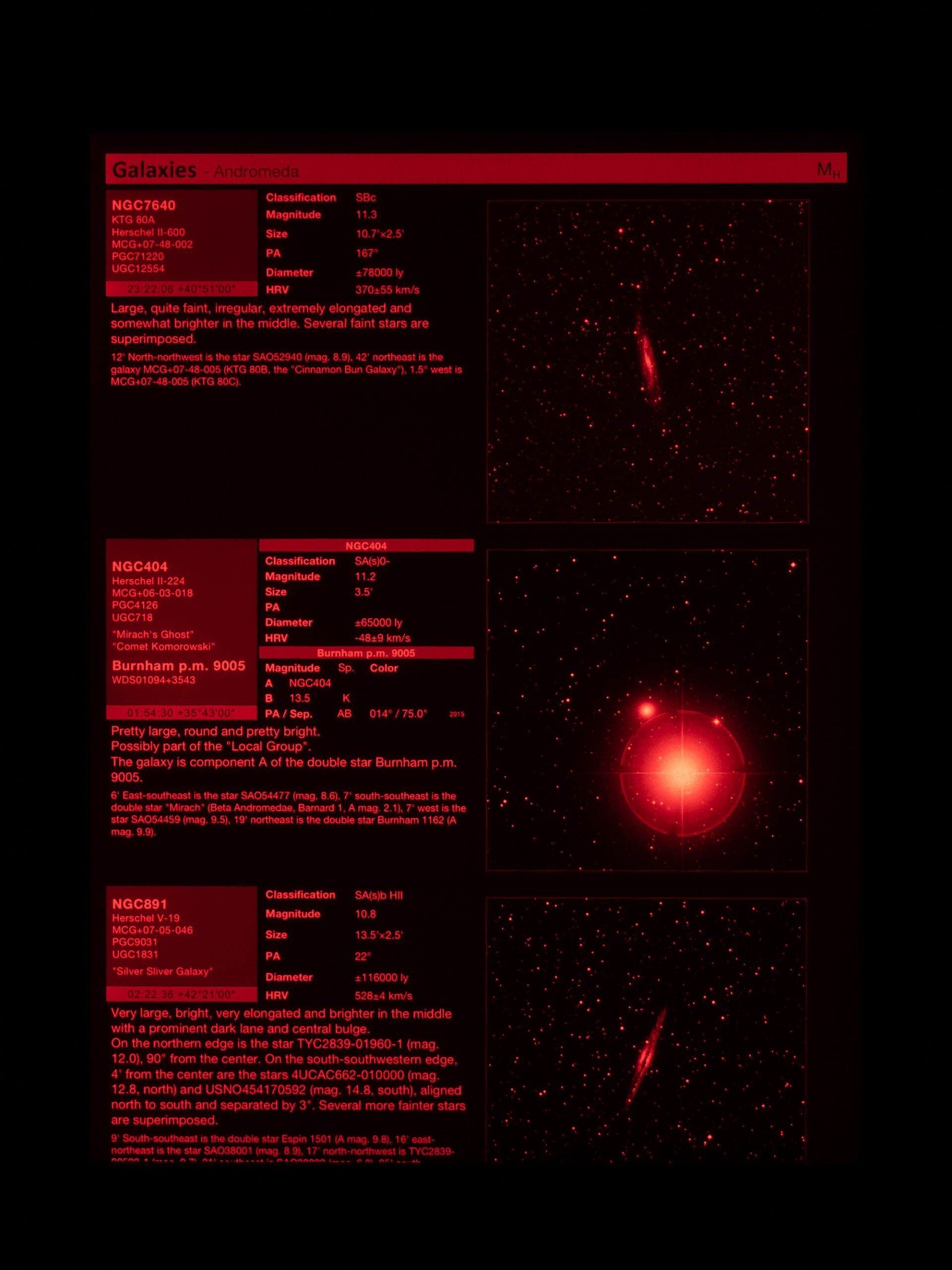 Clear Skies Observing Guides on iPad with red screen filter Clear Skies Observing Guides on iPad with red screen filter