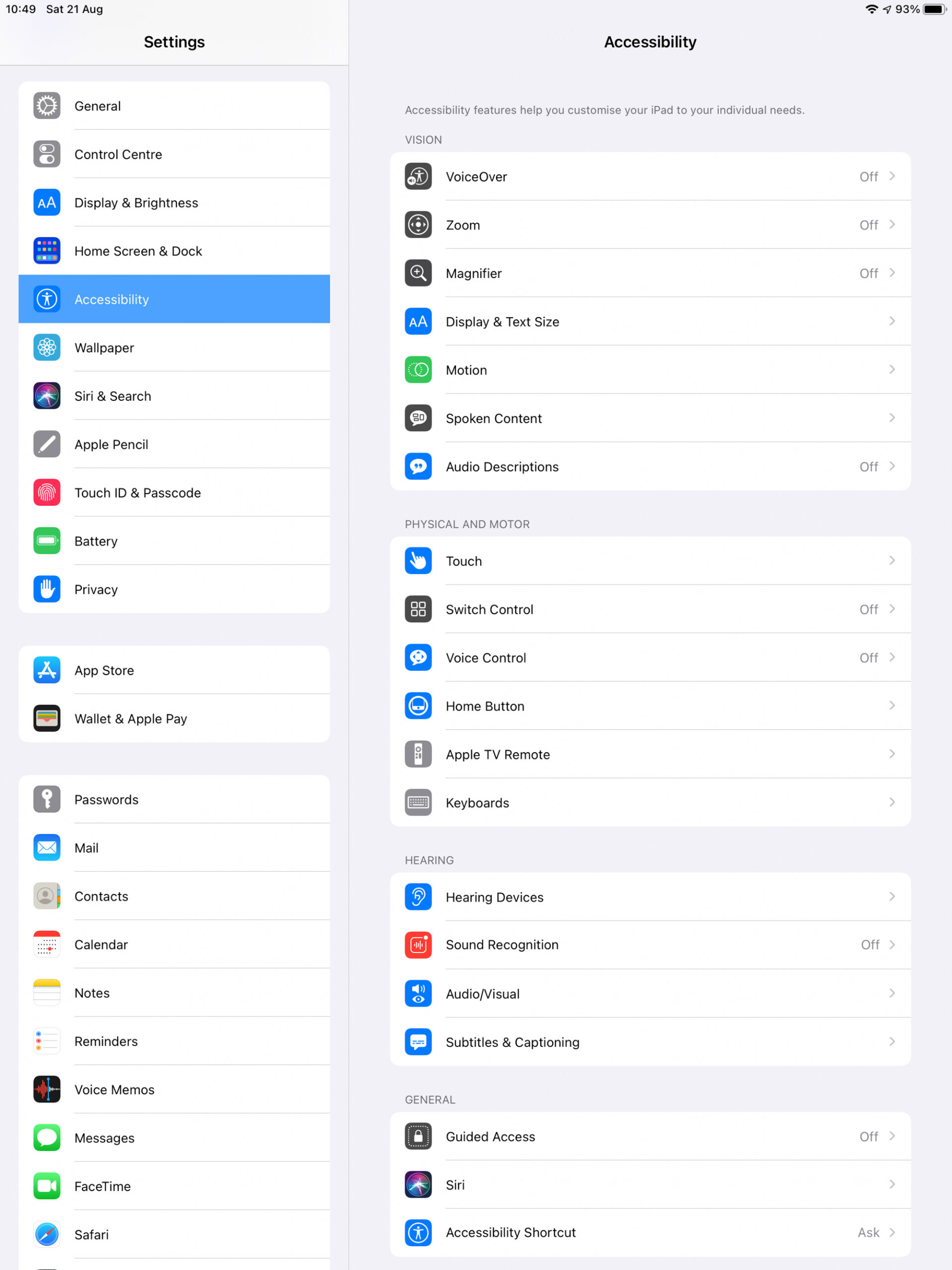 iPadOS Display & Text size iPadOS Display & Text size