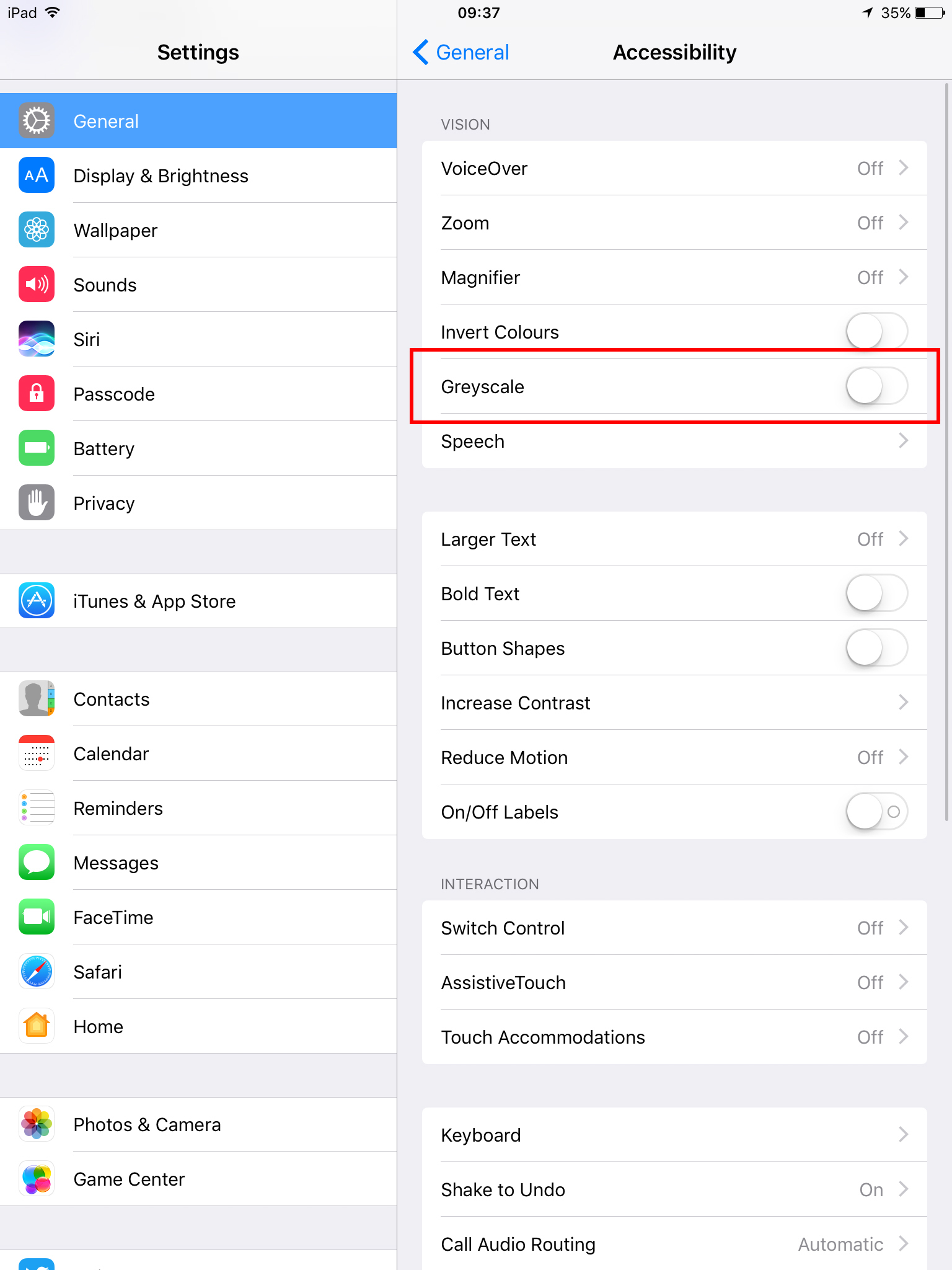 Earlier iPadOS - Accessibility - Greyscale Earlier iPadOS - Accessibility - Greyscale