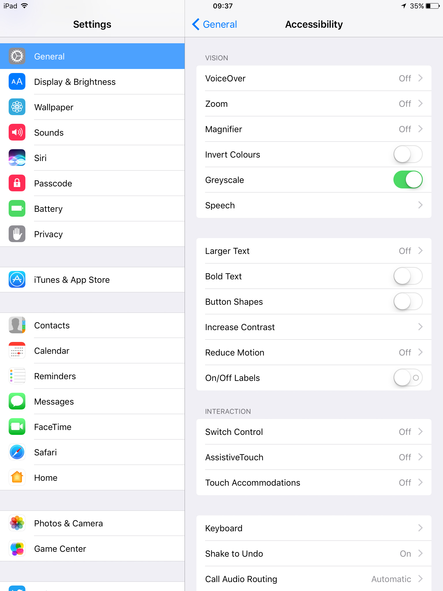 Earlier iPadOS - Accessibility - Greyscale Earlier iPadOS - Accessibility - Greyscale