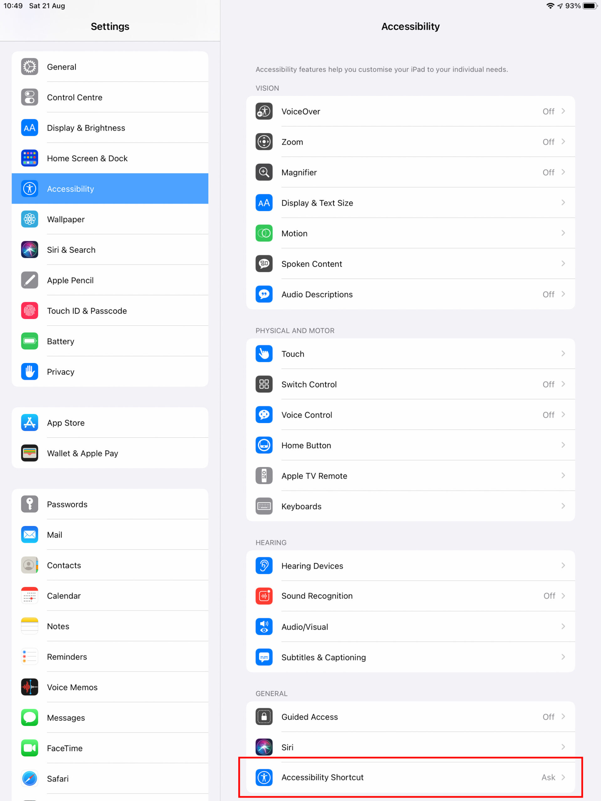 iPadOS - Accessibility shortcuts iPadOS - Accessibility shortcuts