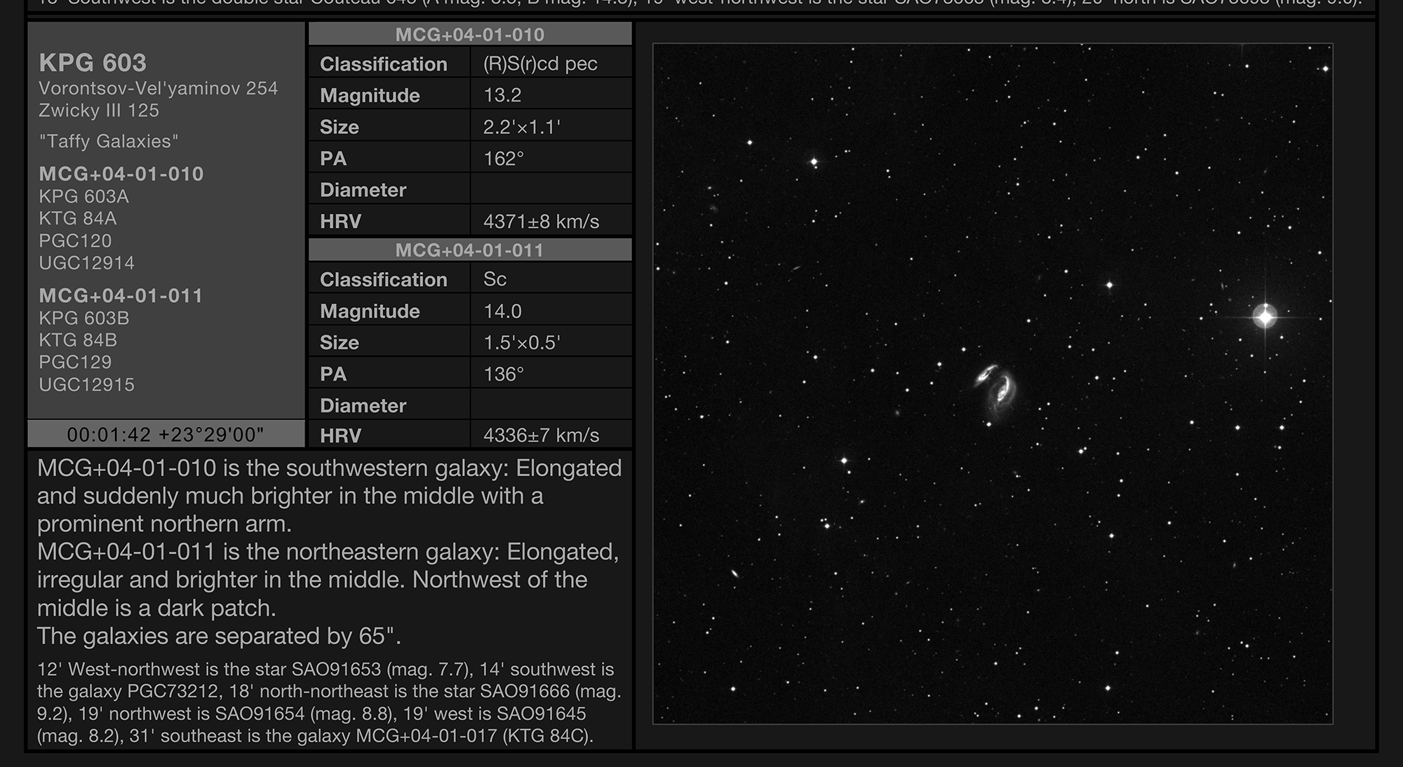 Galaxy pair Holmberg 788 (NGC7223 & PGC214803) in Lacerta