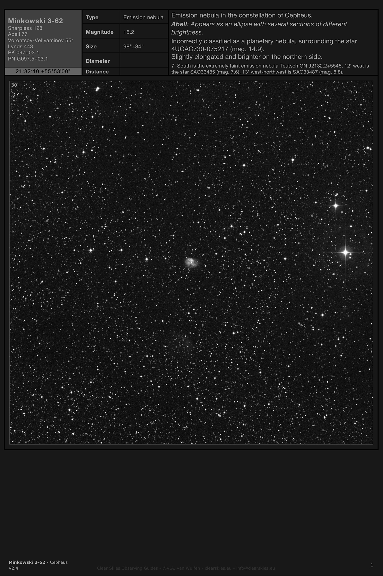 Emission nebula Minkowski 3-62 in Cepheus Emission nebula Minkowski 3-62 in Cepheus