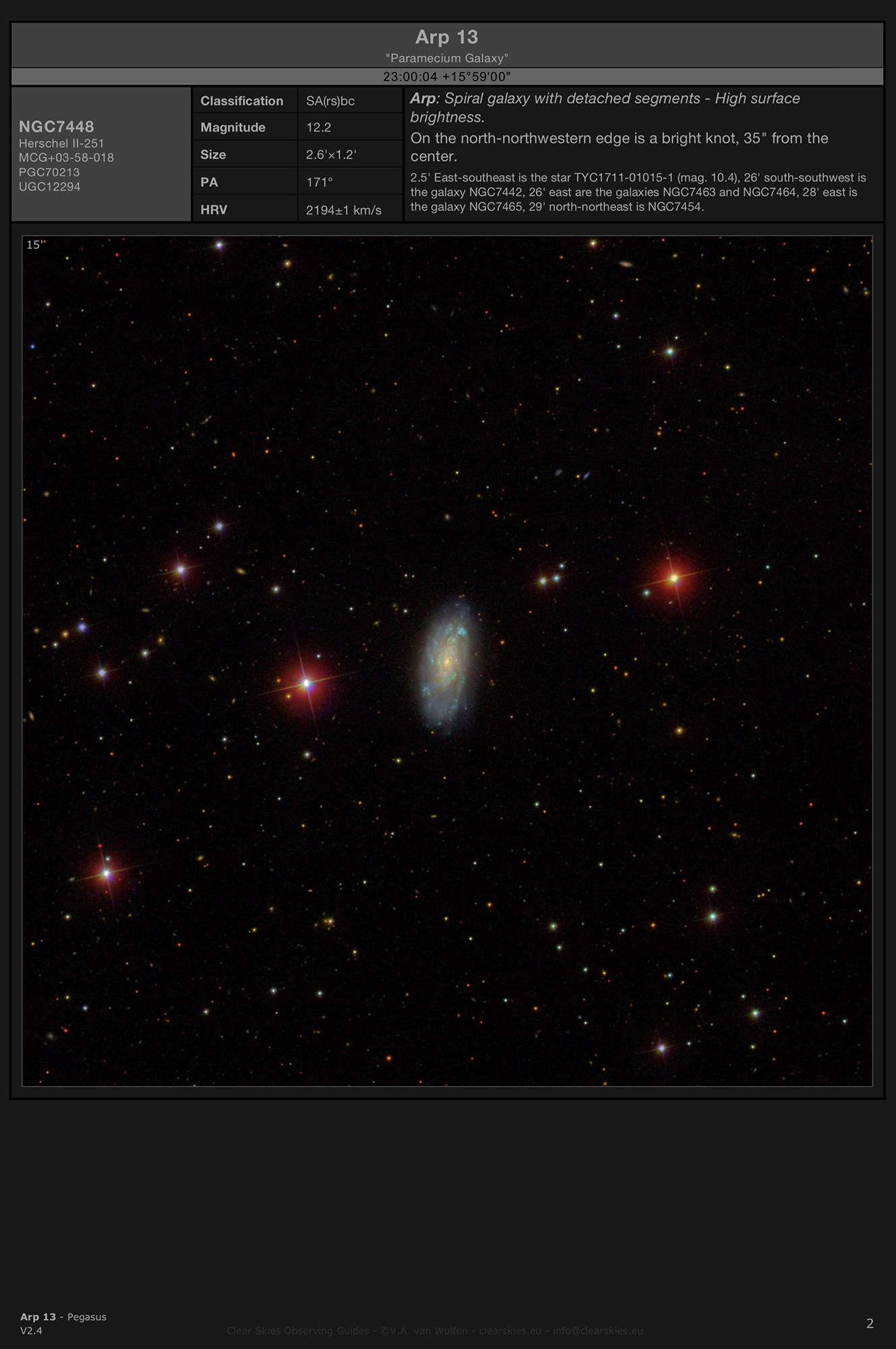 Galaxy NGC7448 (Arp 13) - the "Paramecium Galaxy" in Pegasus Galaxy NGC7448 (Arp 13) - the "Paramecium Galaxy" in Pegasus