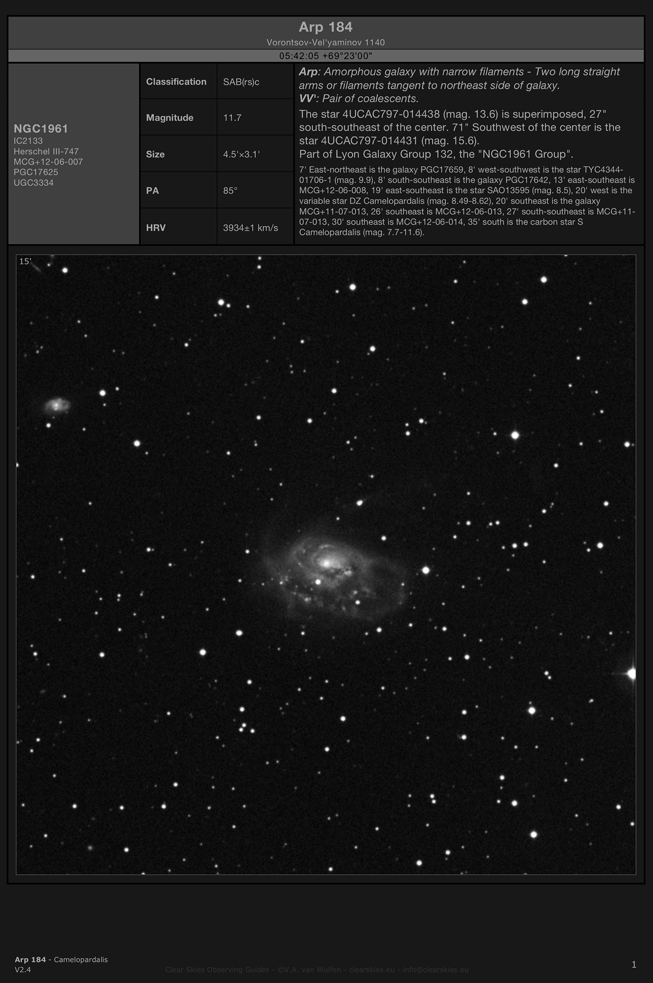 Galaxy NGC1961 (Arp 184) in Camelopardalis Galaxy NGC1961 (Arp 184) in Camelopardalis
