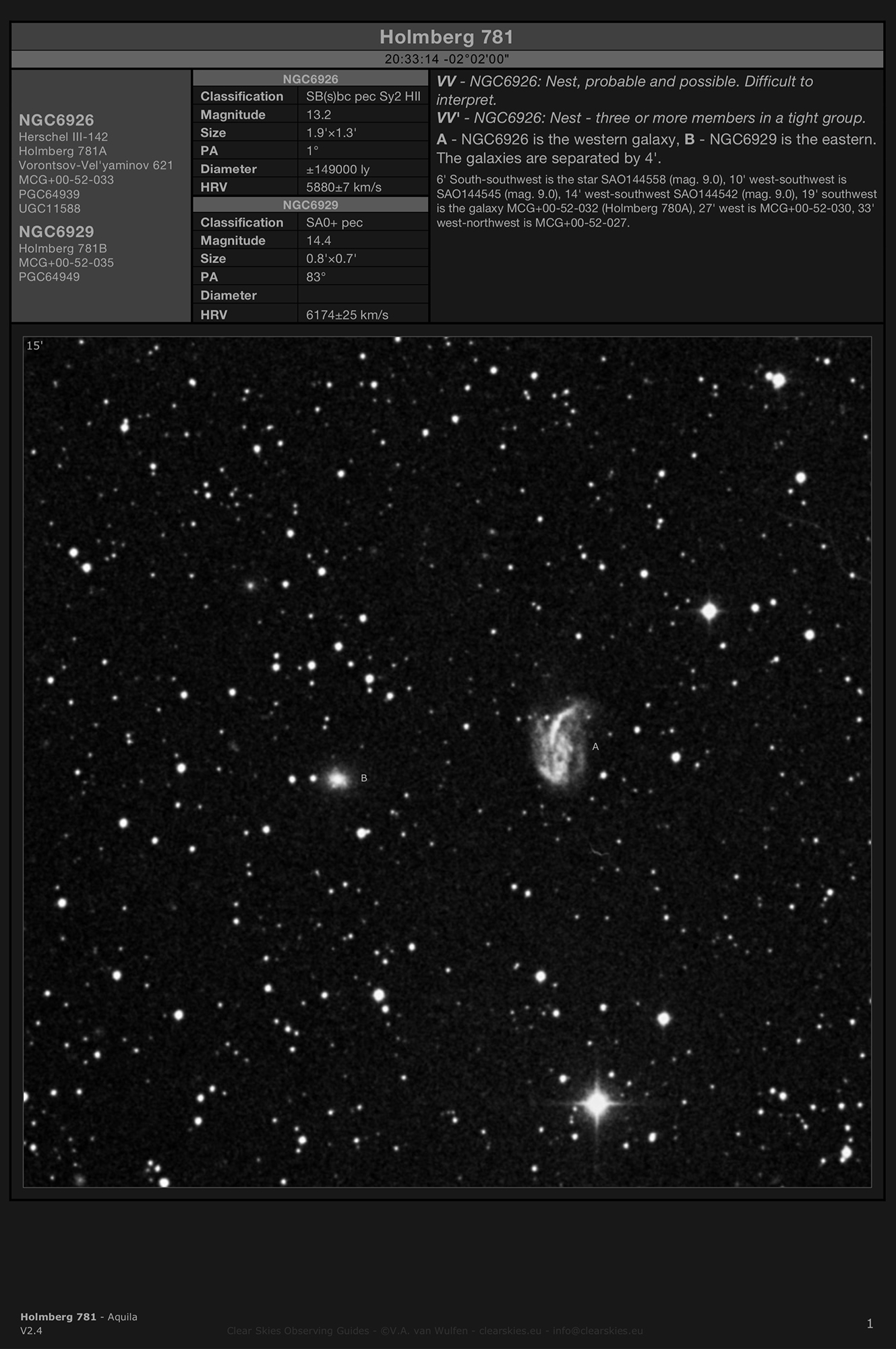 Galaxy pair Holmberg 781 (NGC6926 & NGC6929) in Aquila Galaxy pair Holmberg 781 (NGC6926 & NGC6929) in Aquila