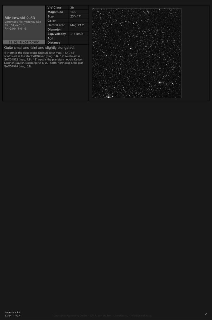 Planetary nebula Minkowski 2-53 (PK 104.4+01.6, PN G104.4-01.6) in Lacerta Planetary nebula Minkowski 2-53 (PK 104.4+01.6, PN G104.4-01.6) in Lacerta