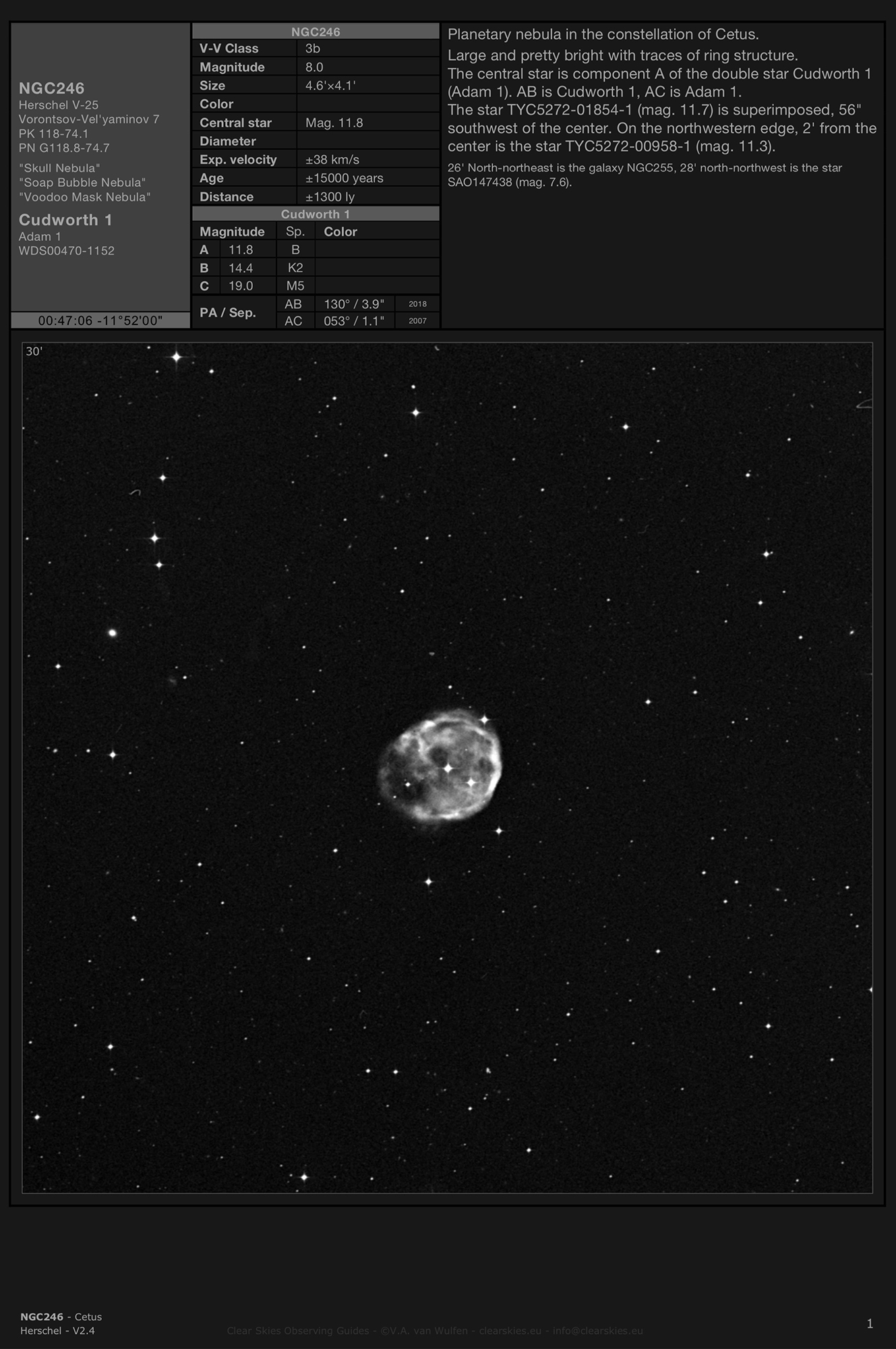 Planetary nebula NGC246 - the "Skull Nebula" in Cetus Planetary nebula NGC246 - the "Skull Nebula" in Cetus