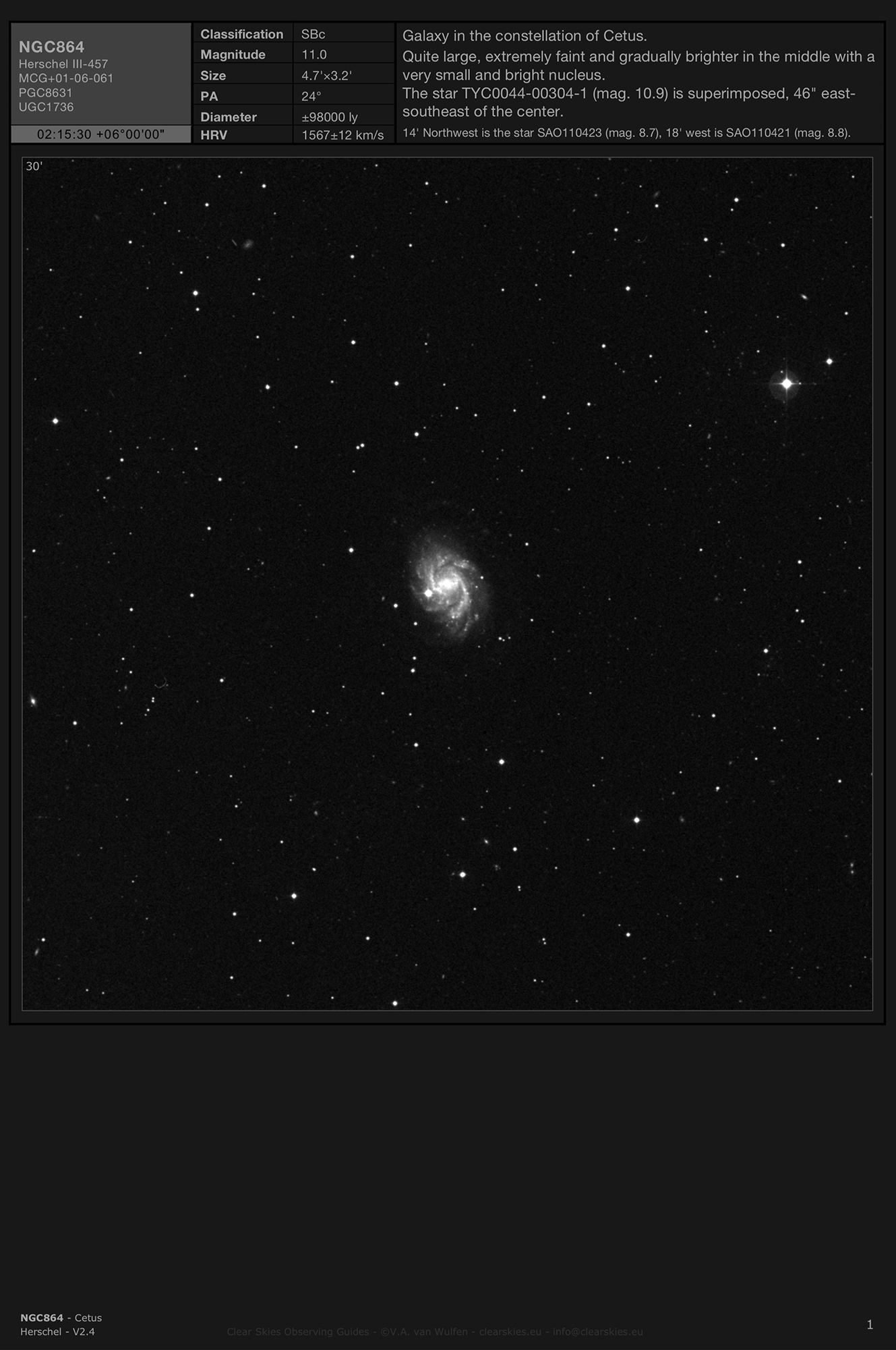 Galaxy NGC864 in Cetus Galaxy NGC864 in Cetus