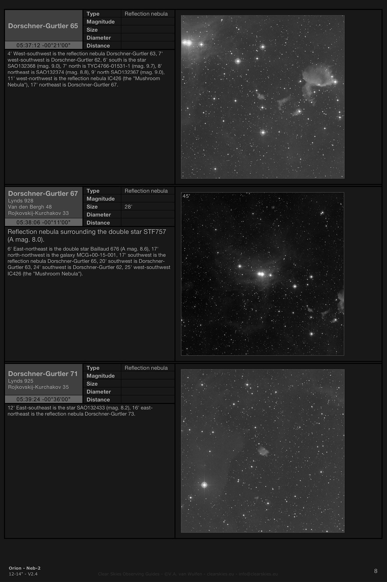 Reflection nebula Dorschner-Gurtler 65, Dorschner-Gurtler 67 & Dorschner-Gurtler 71 in Orion Reflection nebula Dorschner-Gurtler 65, Dorschner-Gurtler 67 & Dorschner-Gurtler 71 in Orion