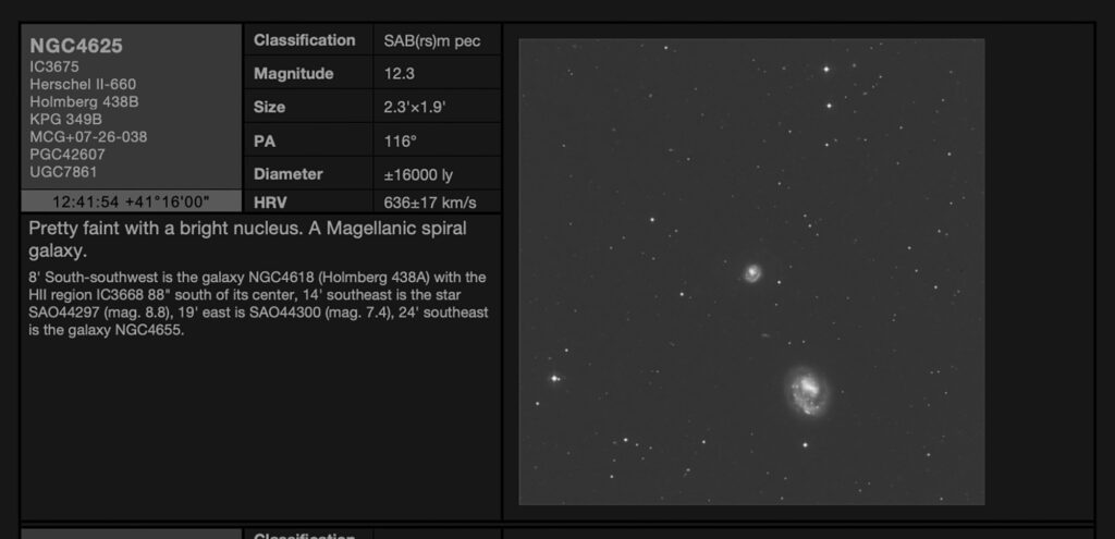 Galaxy NGC4625 in Canes Venatici