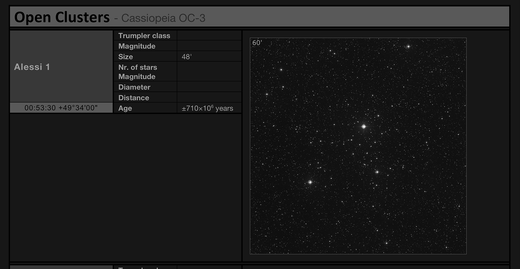 Open cluster Alessi 1 in the constellation of Cassiopeia Open cluster Alessi 1 in the constellation of Cassiopeia