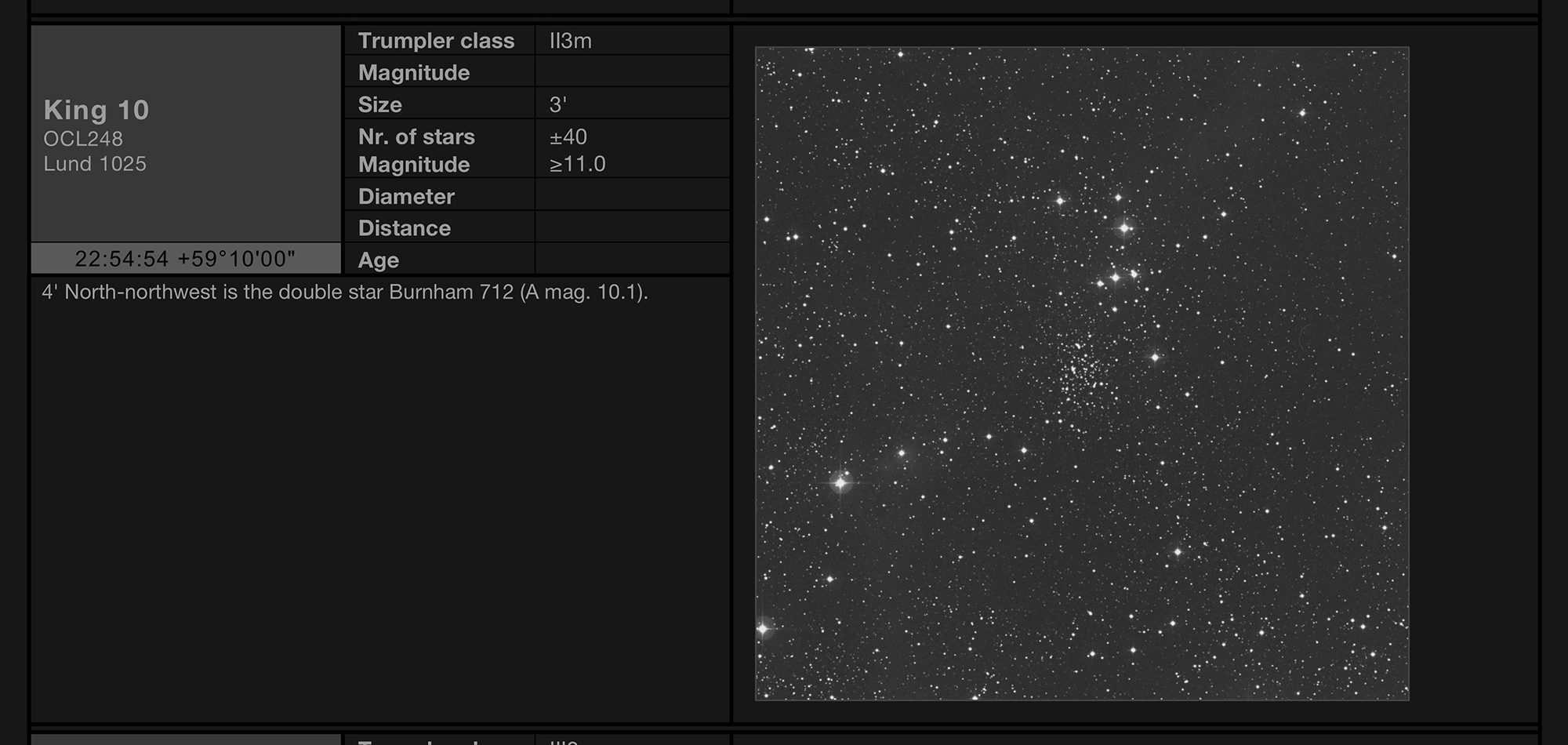 Open cluster King 10 in the constellation of Cepheus Open cluster King 10 in the constellation of Cepheus