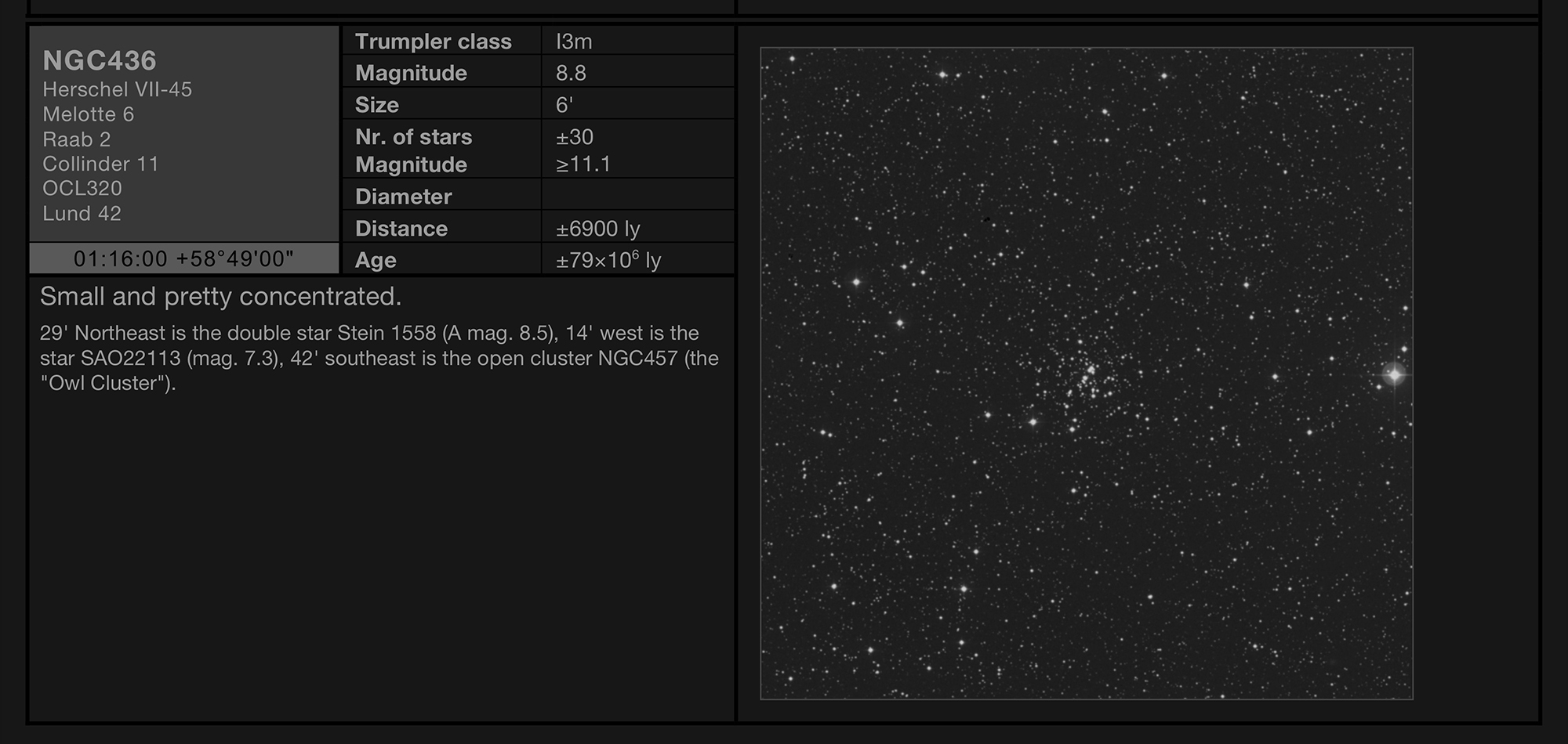 Open cluster NGC436 in the constellation of Cassiopeia Open cluster NGC436 in the constellation of Cassiopeia