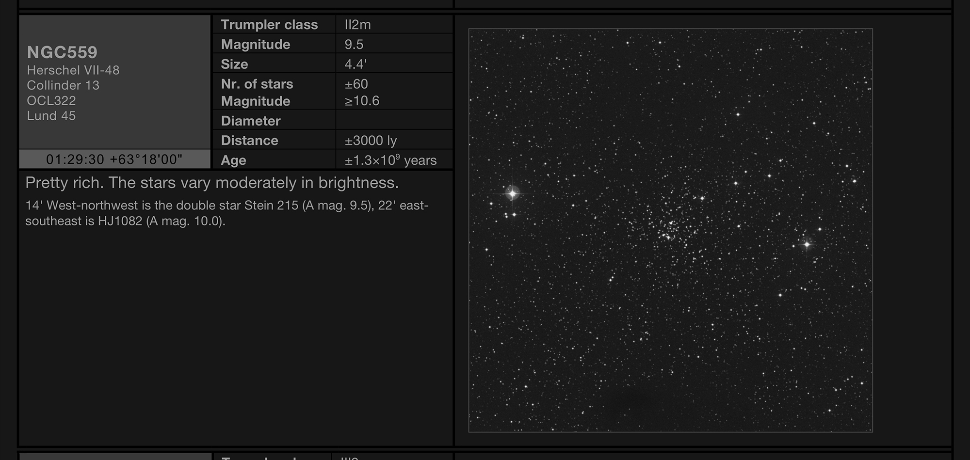 Open cluster NGC559 in the constellation of Cassiopeia Open cluster NGC559 in the constellation of Cassiopeia