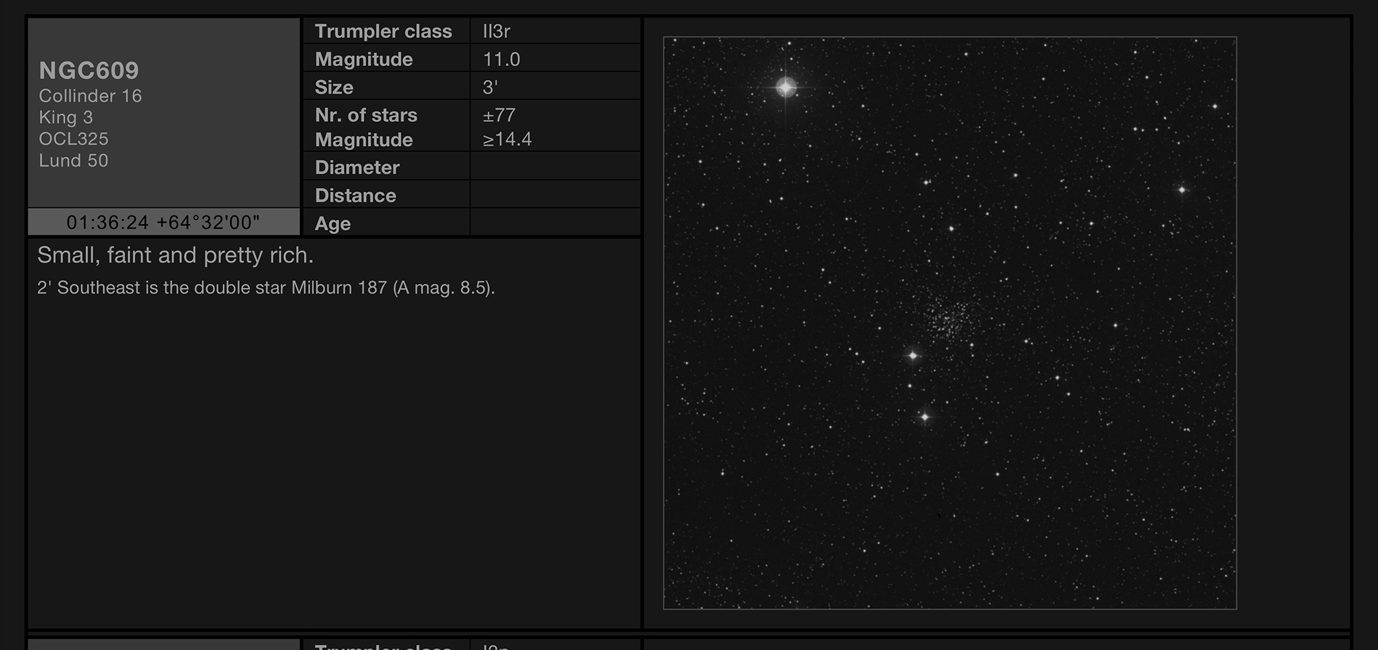 Open cluster NGC609 in the constellation of Cassiopeia Open cluster NGC609 in the constellation of Cassiopeia
