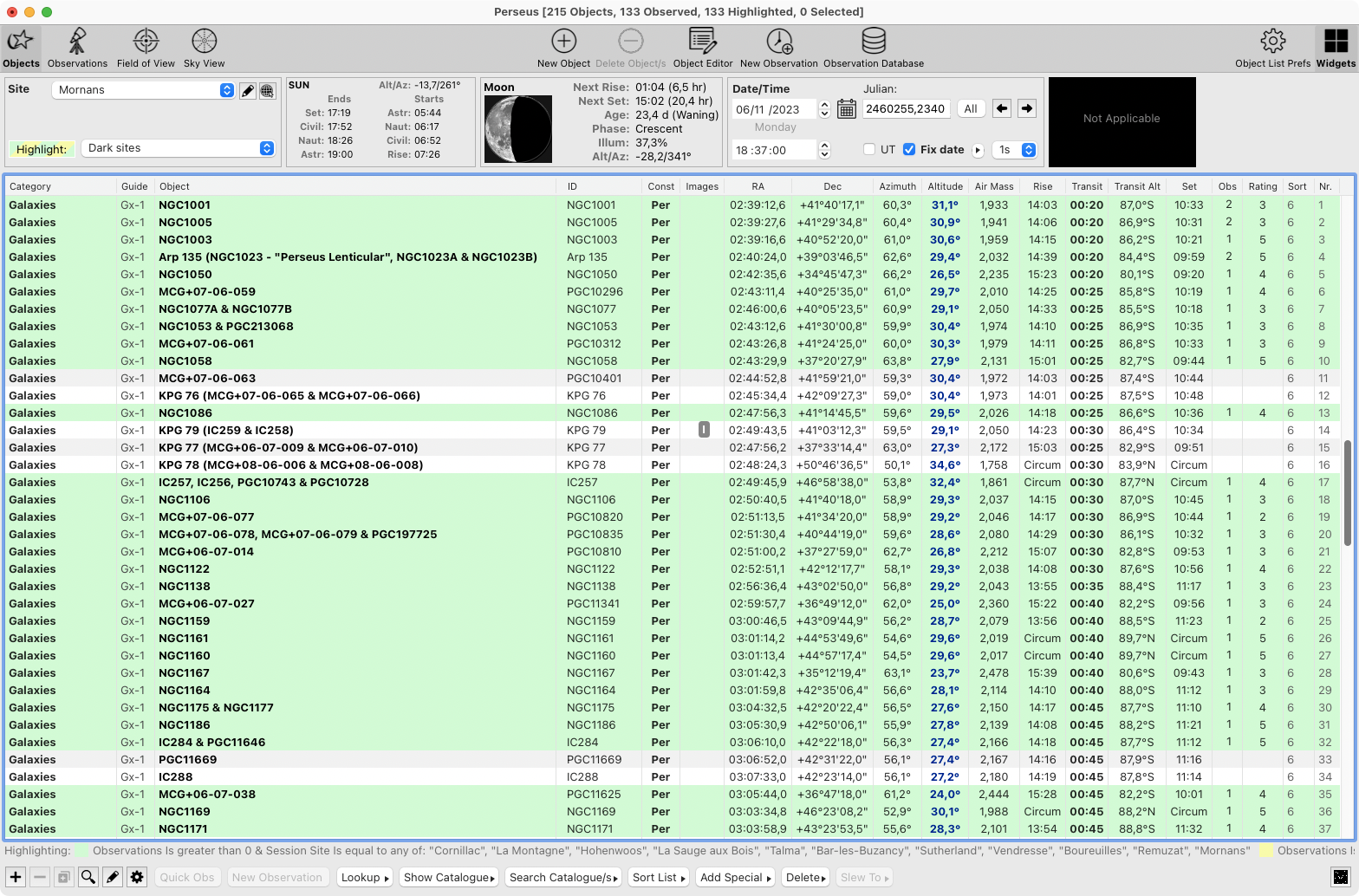 AstroPlanner - CSOG 12-14" Perseus Gx-1, dark sites AstroPlanner - CSOG 12-14" Perseus Gx-1, dark sites