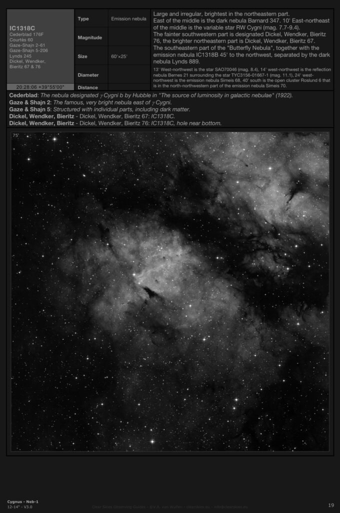 Emission nebula IC1318C in Cygnus