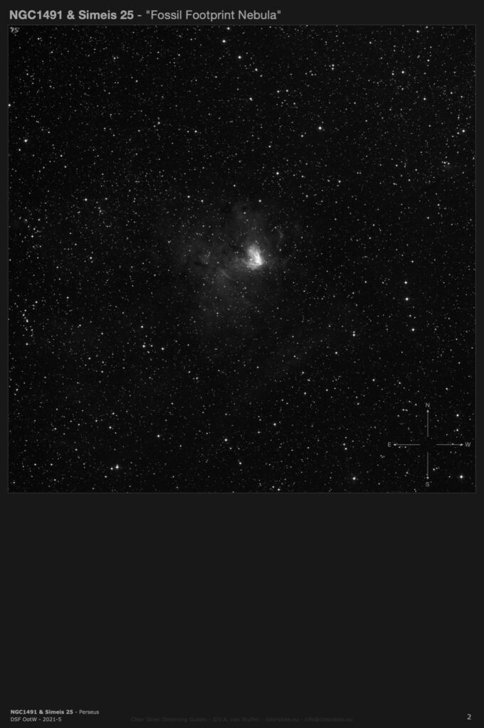 Emission nebula NGC1491 - the "Fossil Footprint Nebula" in Perseus