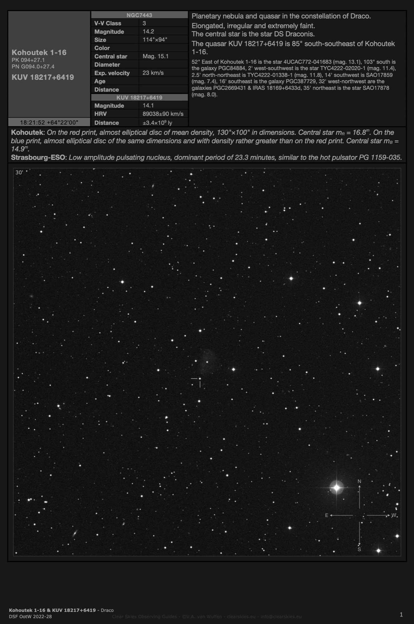 Planetary nebula Kohoutek 1-16 & quasar KUV 18217+6419 in Draco Planetary nebula Kohoutek 1-16 & quasar KUV 18217+6419 in Draco
