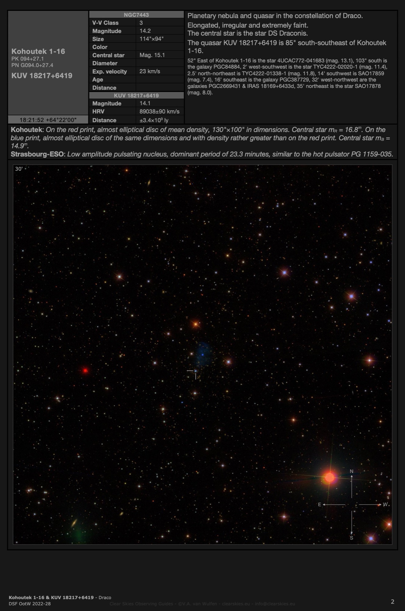 Planetary nebula Kohoutek 1-16 & quasar KUV 18217+6419 in Draco Planetary nebula Kohoutek 1-16 & quasar KUV 18217+6419 in Draco