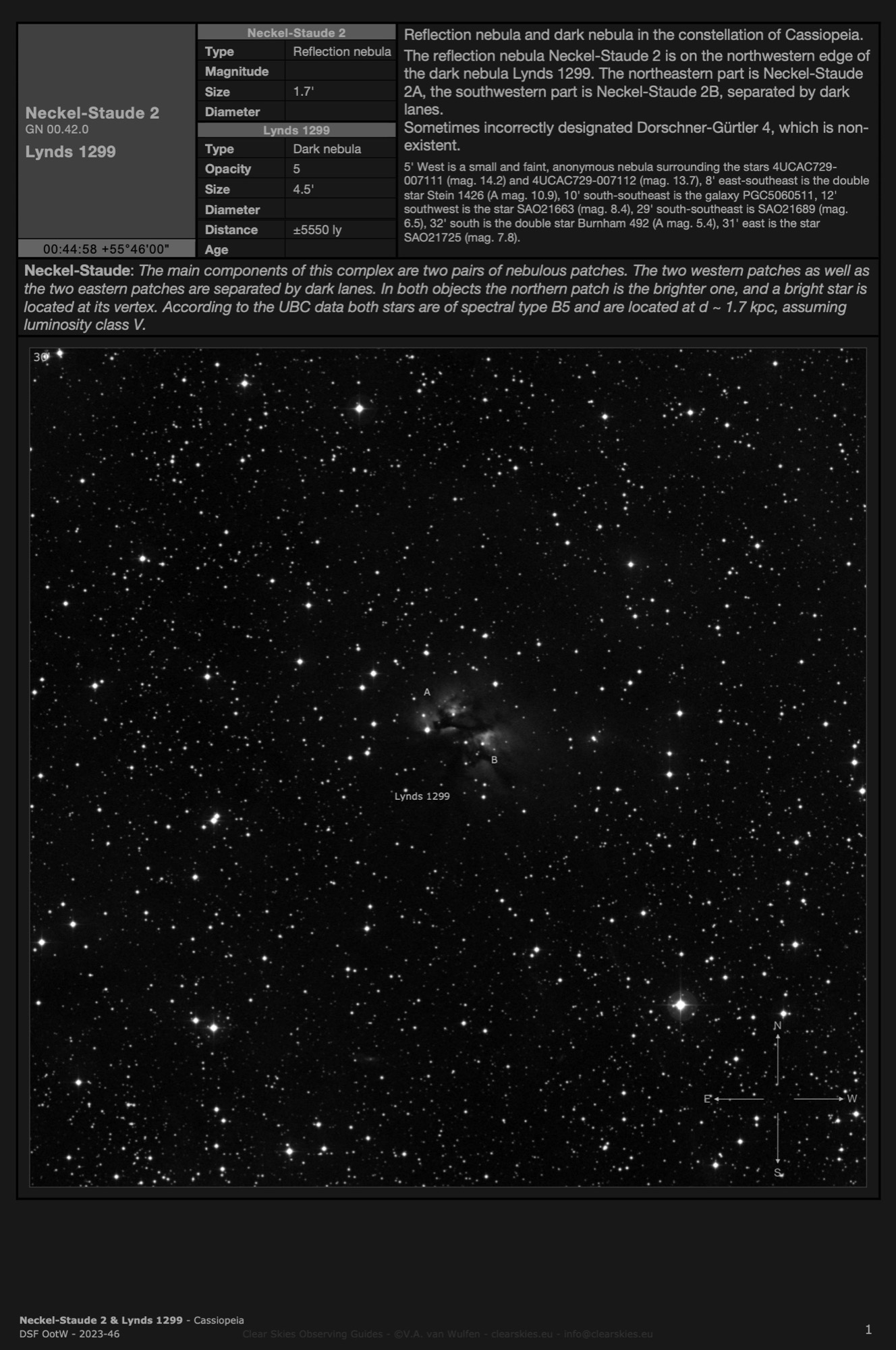 Reflection nebula Neckel-Staude 2 & dark nebula Lynds 1299 in Cassiopeia Reflection nebula Neckel-Staude 2 & dark nebula Lynds 1299 in Cassiopeia