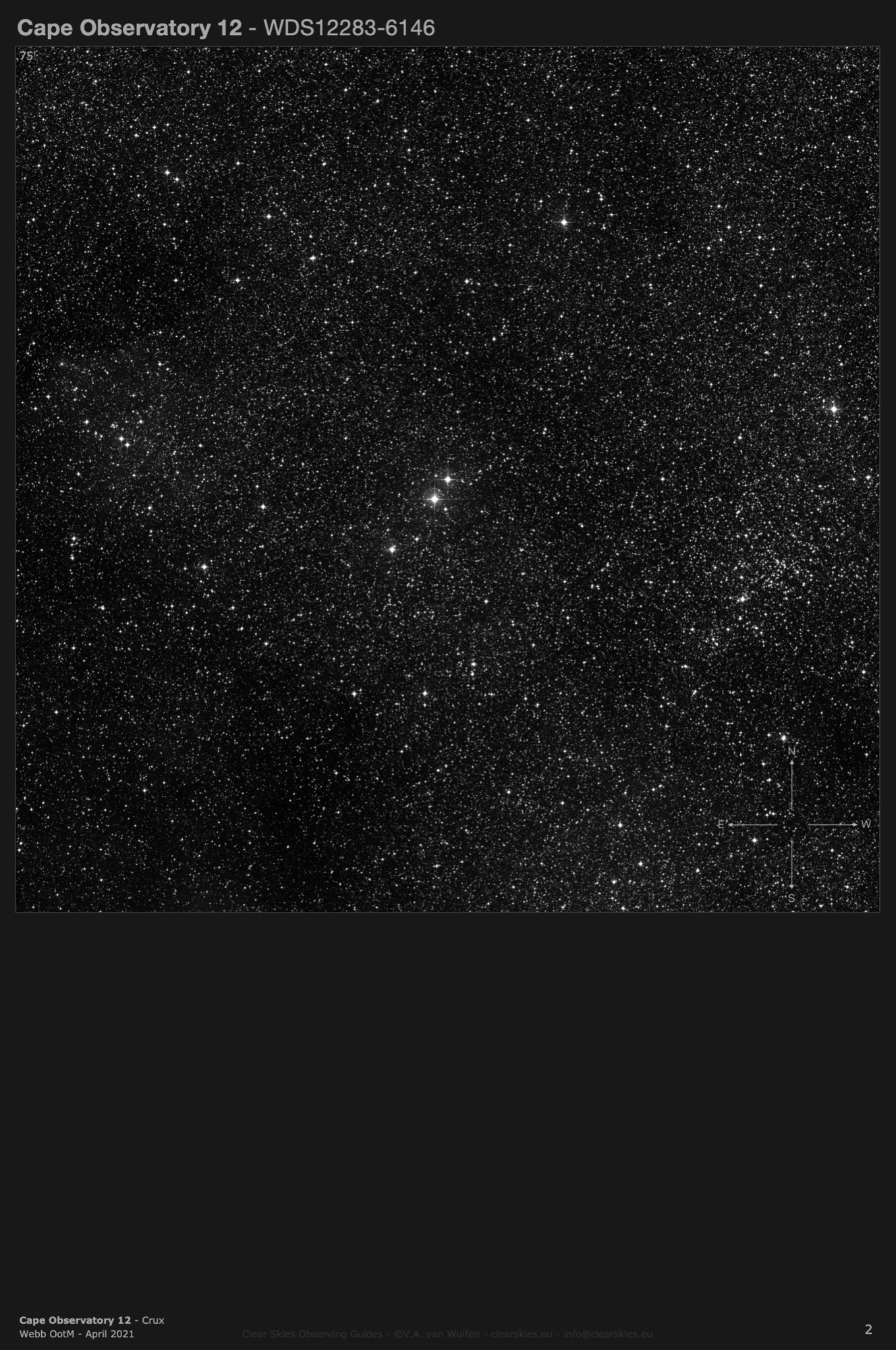 Cape Observatory 12 (WDS12283-6146) in Crux Cape Observatory 12 (WDS12283-6146) in Crux