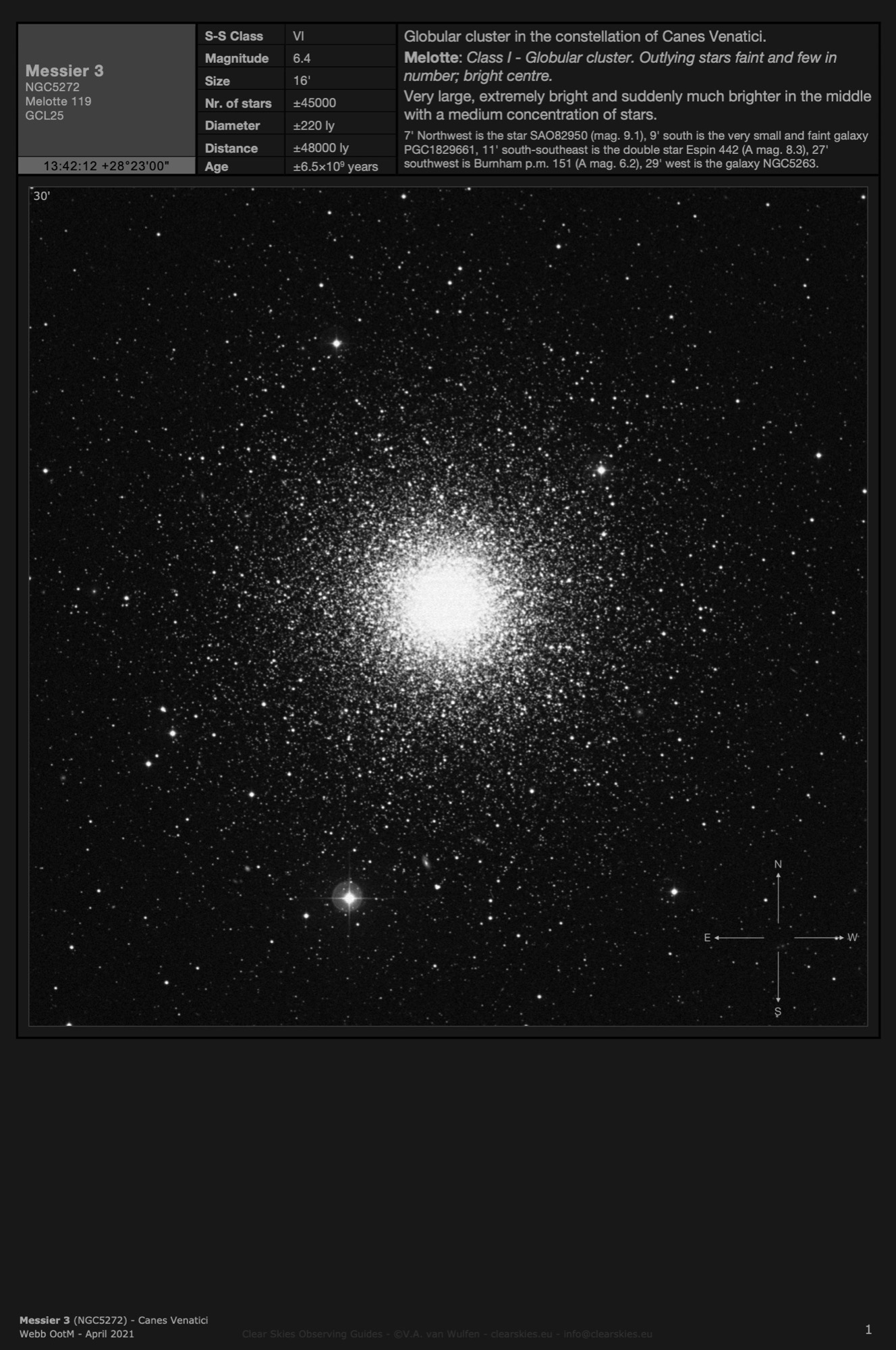 Globular cluster Messier 3 (NGC5272) in Canes Venatici Globular cluster Messier 3 (NGC5272) in Canes Venatici