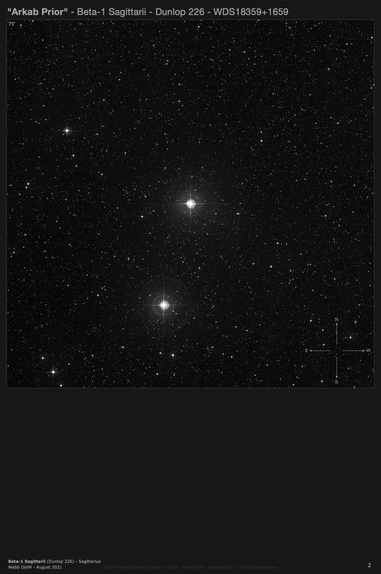 "Arkab Prior" - Beta-1 Sagittarii (Dunlop 226 - WDS19226-4428) in Sagittarius "Arkab Prior" - Beta-1 Sagittarii (Dunlop 226 - WDS19226-4428) in Sagittarius