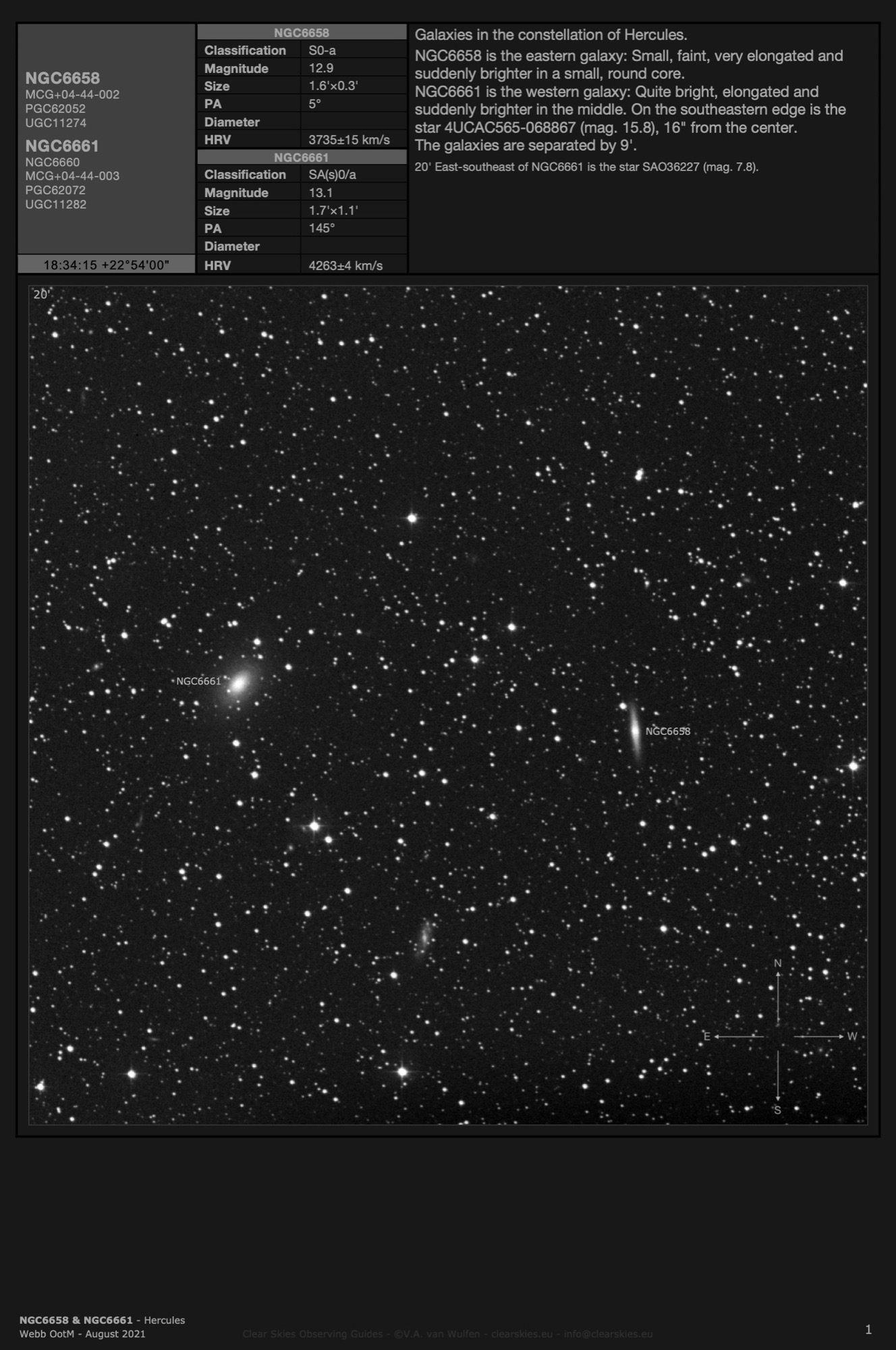 Galaxy pair NGC6658 & NGC6661 in Hercules Galaxy pair NGC6658 & NGC6661 in Hercules