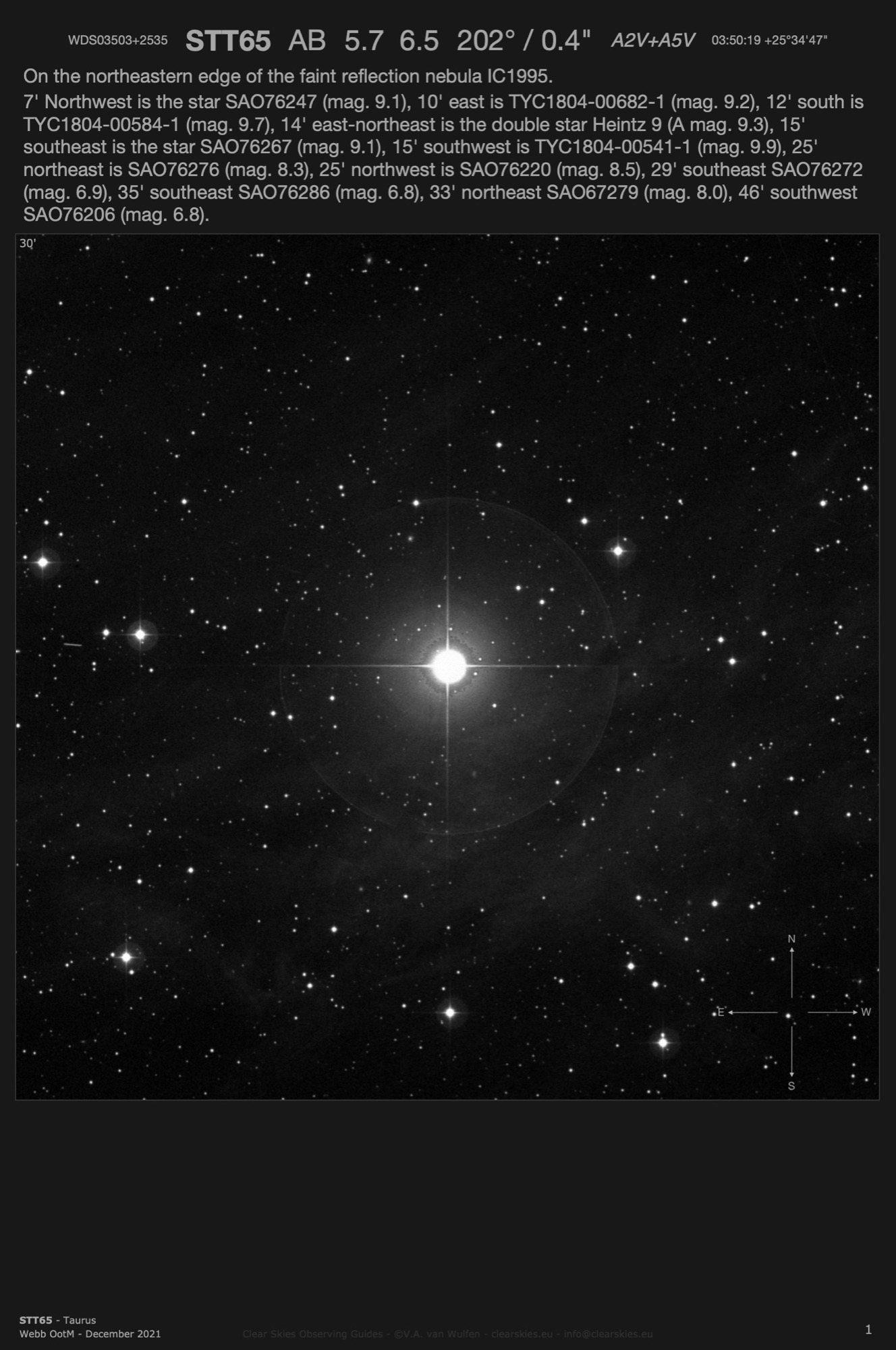 STT65 (WDS03503+2535) in Taurus