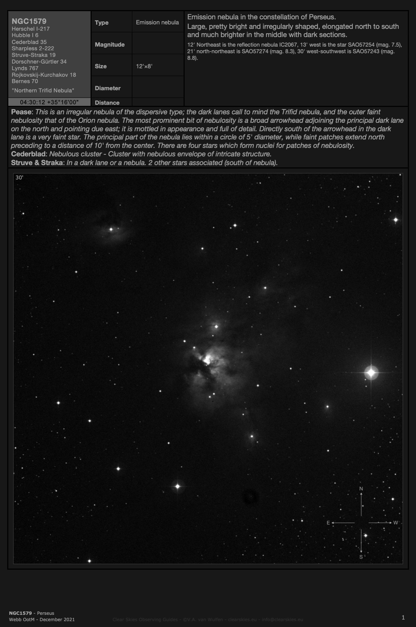 Emission nebula NGC1579 - the "Northern Trifid Nebula" in Perseus Emission nebula NGC1579 - the "Northern Trifid Nebula" in Perseus