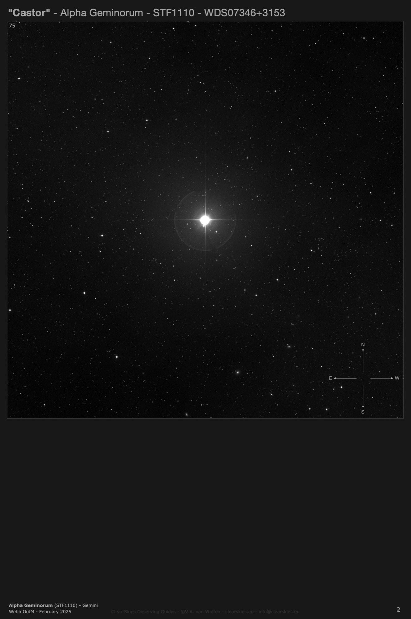 "Castor" - Alpha Geminorum (STF1110 - WDS07346+3153) in Gemini "Castor" - Alpha Geminorum (STF1110 - WDS07346+3153) in Gemini