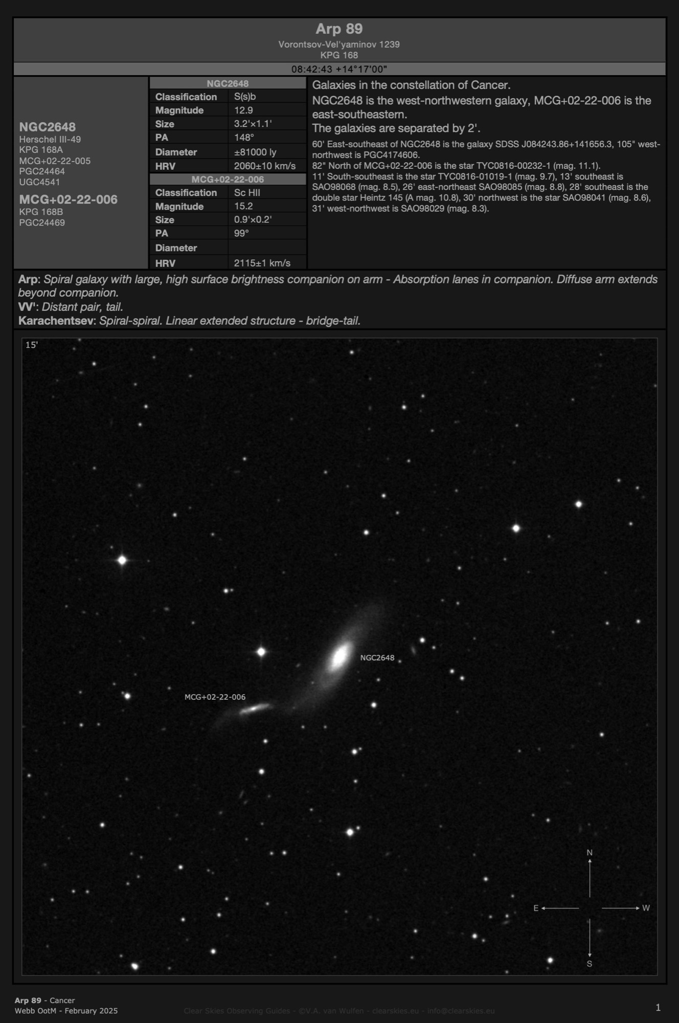 Galaxy pair Arp 89 (NGC2648 & MCG+02-22-006) in Cancer Galaxy pair Arp 89 (NGC2648 & MCG+02-22-006) in Cancer