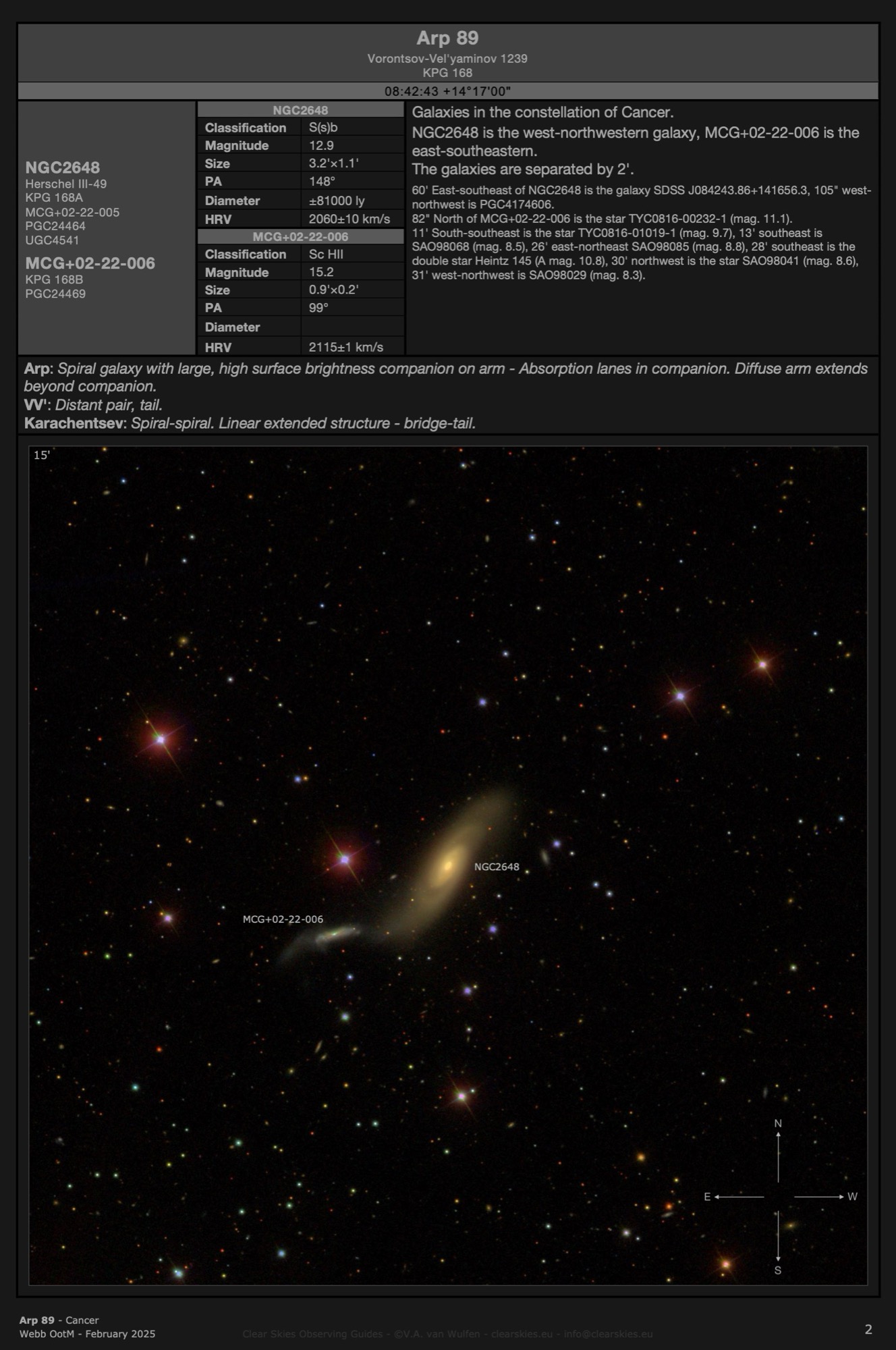 Galaxy pair Arp 89 (NGC2648 & MCG+02-22-006) in Cancer Galaxy pair Arp 89 (NGC2648 & MCG+02-22-006) in Cancer