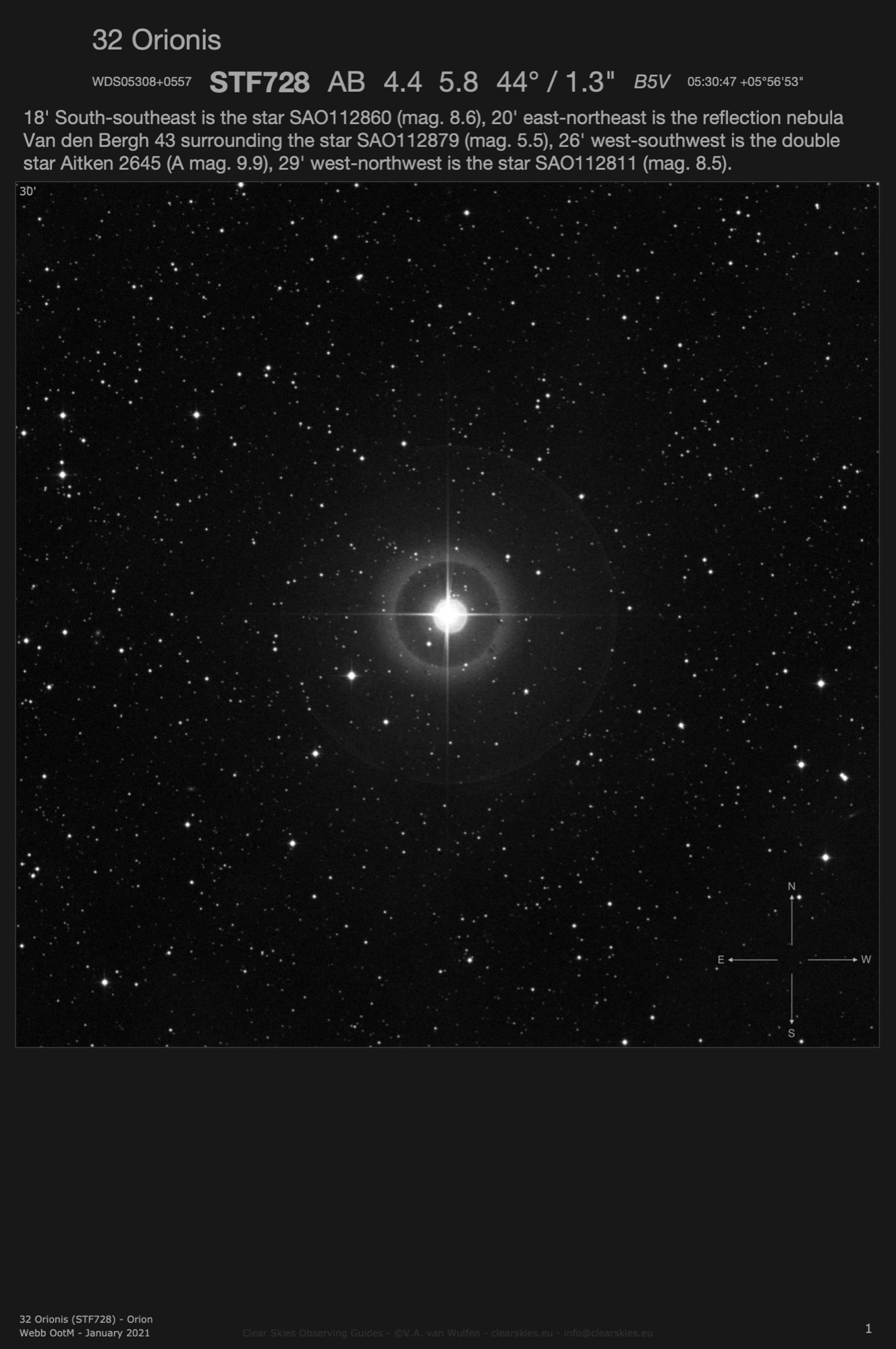 32 Orionis (STF728 - WDS05308+0557) in Orion 32 Orionis (STF728 - WDS05308+0557) in Orion