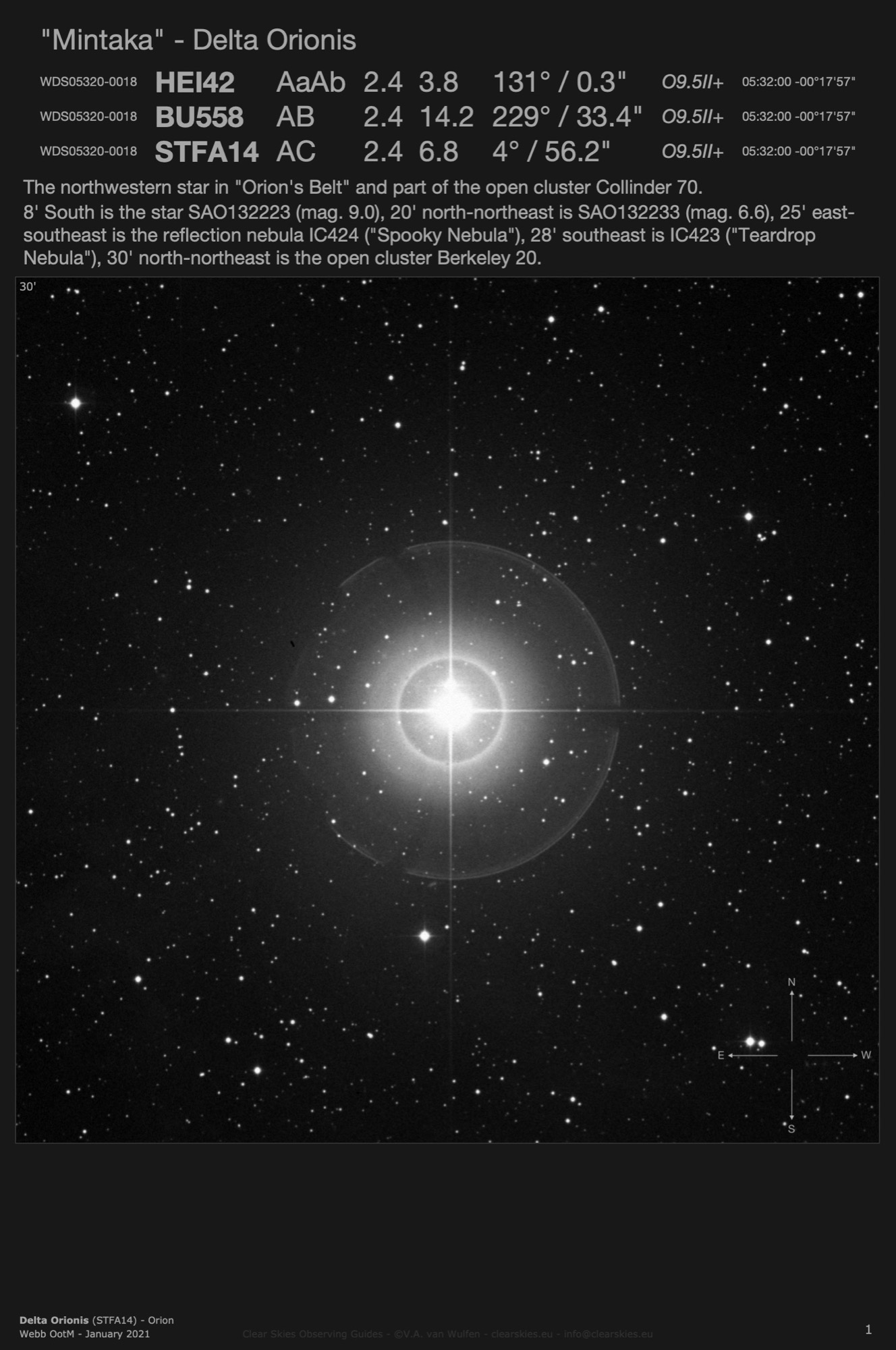 "Mintaka" - Delta Orionis (STFA14 - WDS05320-0018) in Orion "Mintaka" - Delta Orionis (STFA14 - WDS05320-0018) in Orion