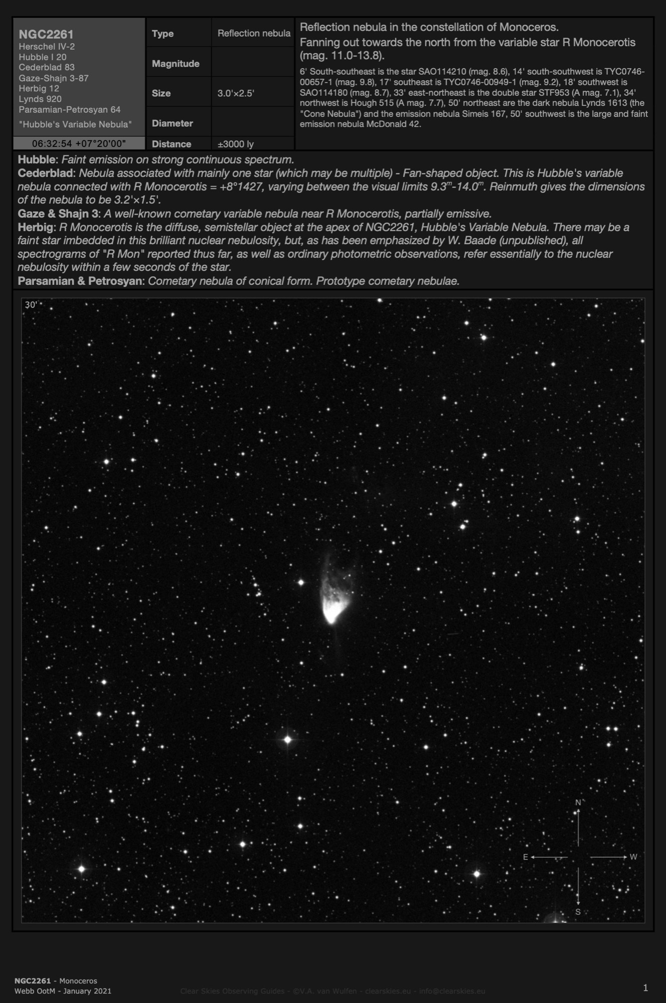 Reflection nebula NGC2261 - "Hubble's Variable Nebula" in Monoceros Reflection nebula NGC2261 - "Hubble's Variable Nebula" in Monoceros