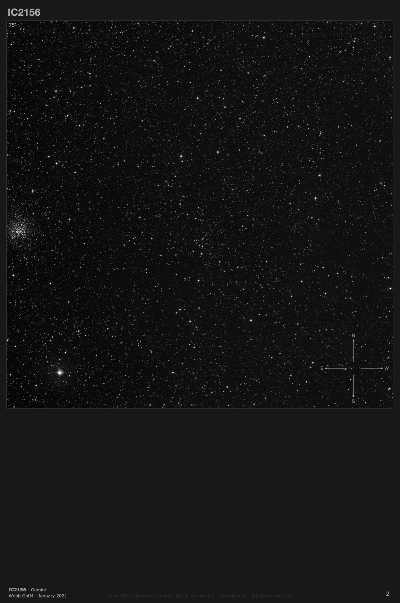Open cluster IC2156 in Gemini Open cluster IC2156 in Gemini