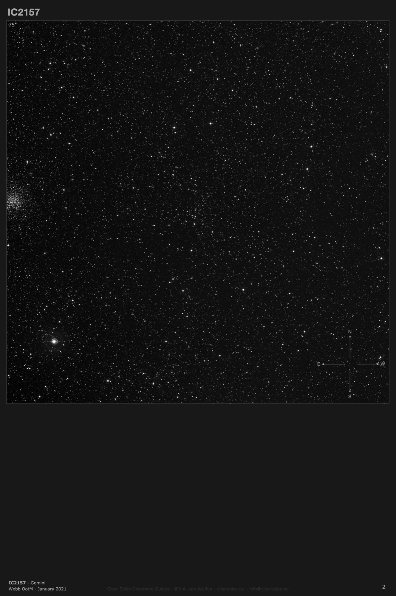 Open cluster IC2157 in Gemini Open cluster IC2157 in Gemini