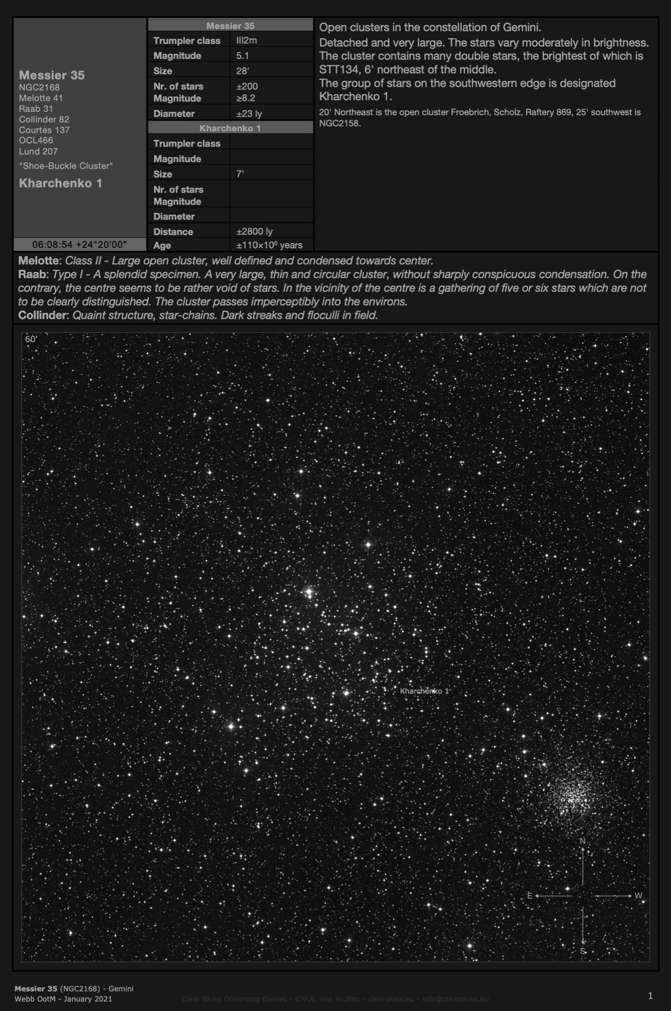 Open cluster Messier 35 (NGC2168) in Gemini Open cluster Messier 35 (NGC2168) in Gemini