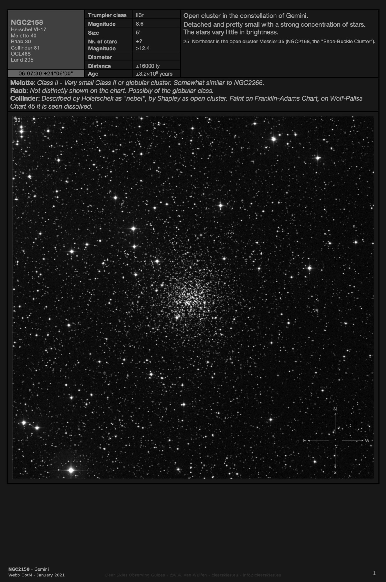 Open cluster NGC2158 in Gemini Open cluster NGC2158 in Gemini