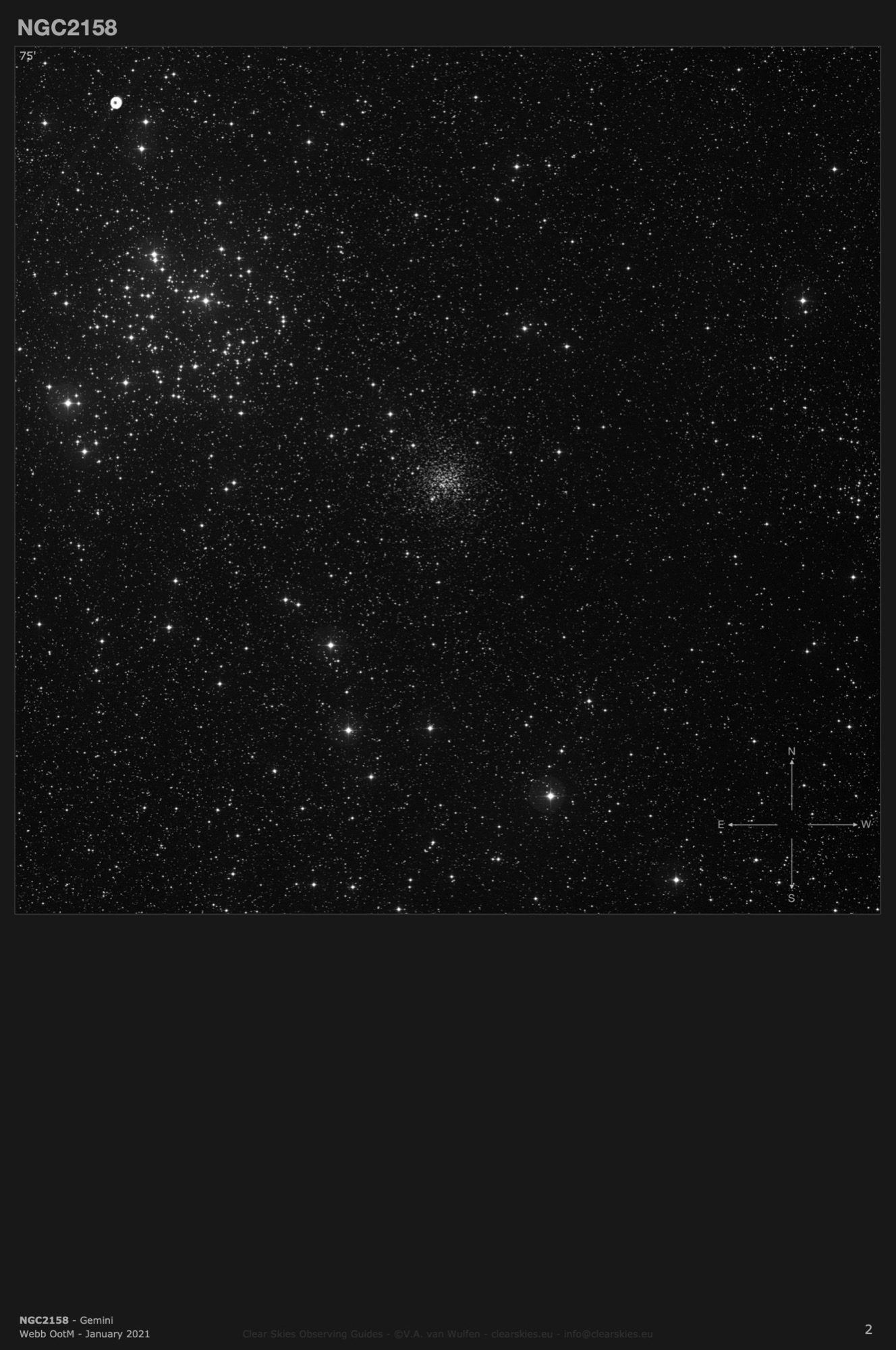 Open cluster NGC2158 in Gemini Open cluster NGC2158 in Gemini