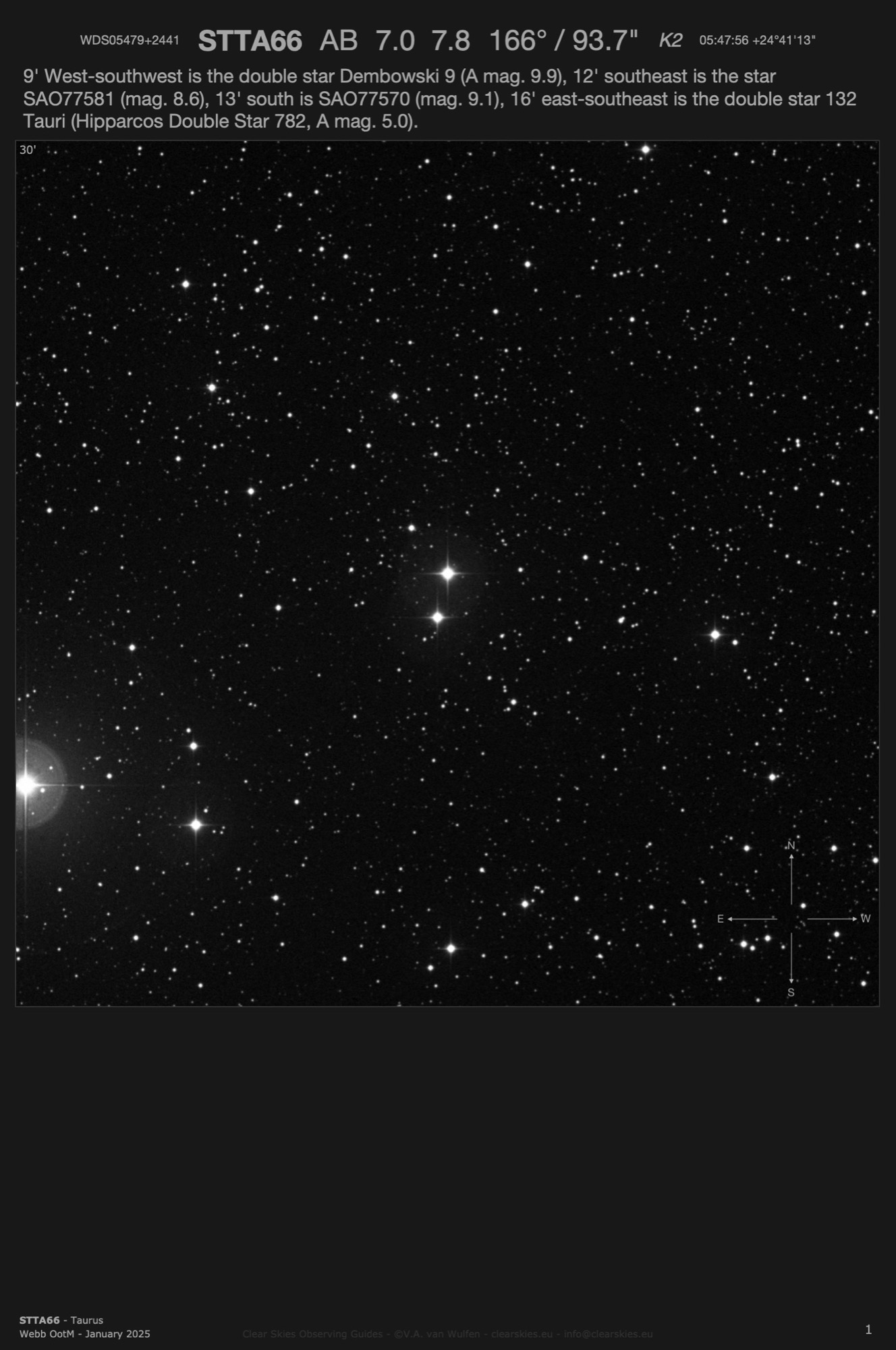 STTA66 (WDS05479+2441) in Taurus STTA66 (WDS05479+2441) in Taurus